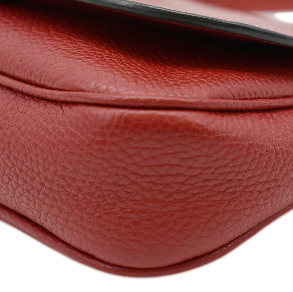 GUCCI Soho GG Flap Leather Chain Crossbody Bag Red 536224