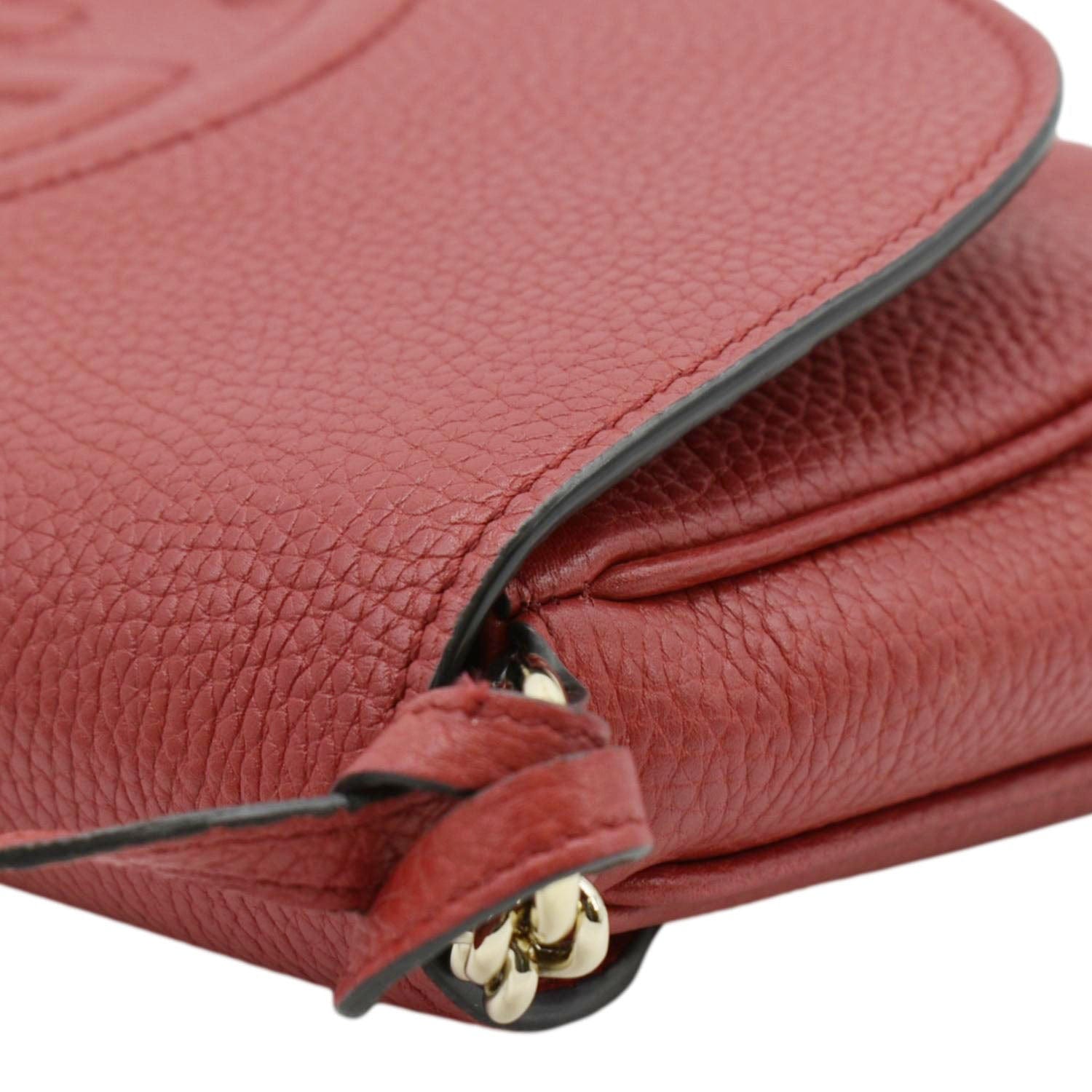 GUCCI Soho GG Flap Leather Chain Crossbody Bag Red 536224