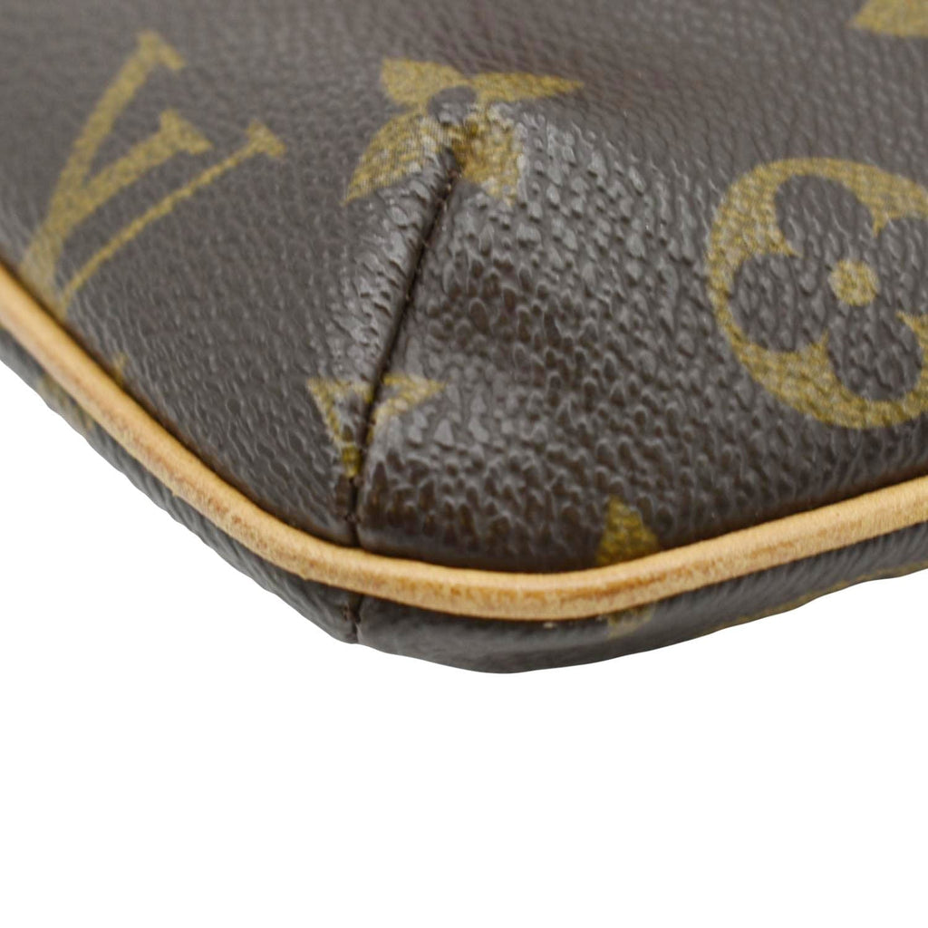 LOUIS VUITTON Partition Monogram Canvas Wristlet Clutch Bag Brown