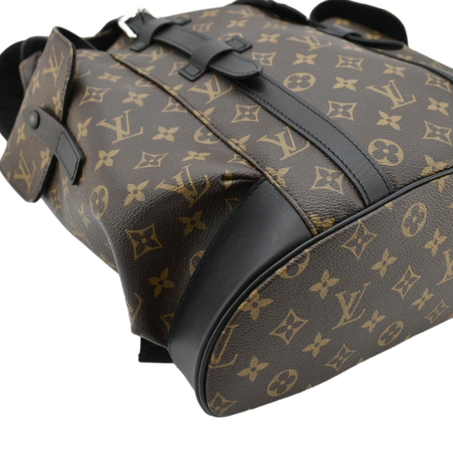 LOUIS VUITTON Christopher Monogram Macassar Canvas Backpack Bag Brown