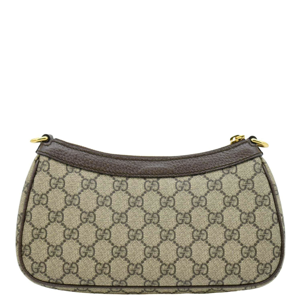 GUCCI Ophidia Web Small GG Supreme Canvas Shoulder Bag Beige 735132