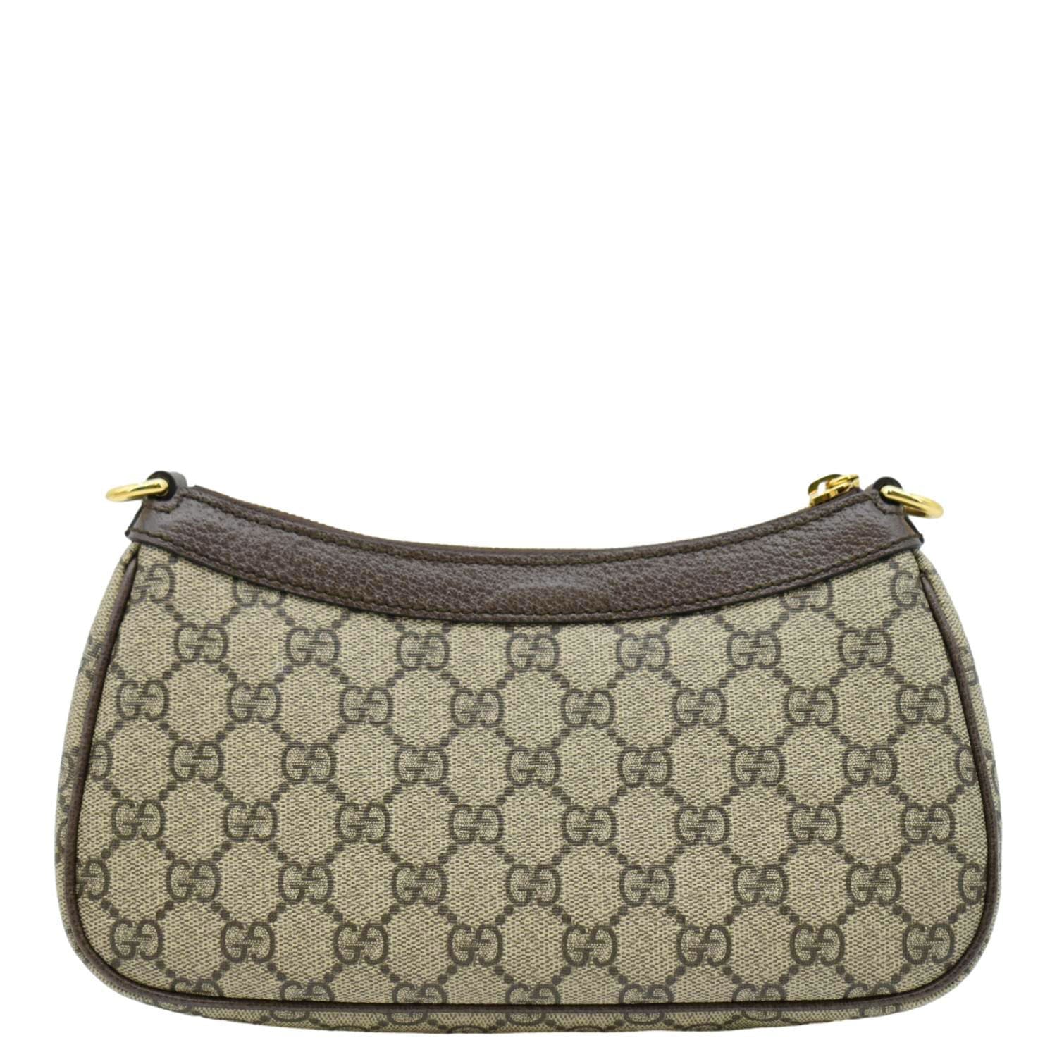 GUCCI Ophidia Web Small GG Supreme Canvas Shoulder Bag Beige 735132