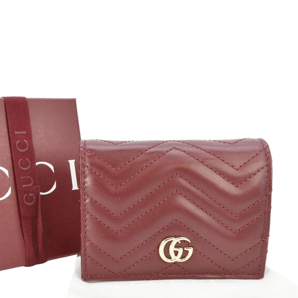 GUCCI Marmont GG Matelasse Leather  Case Wallet Red 466492