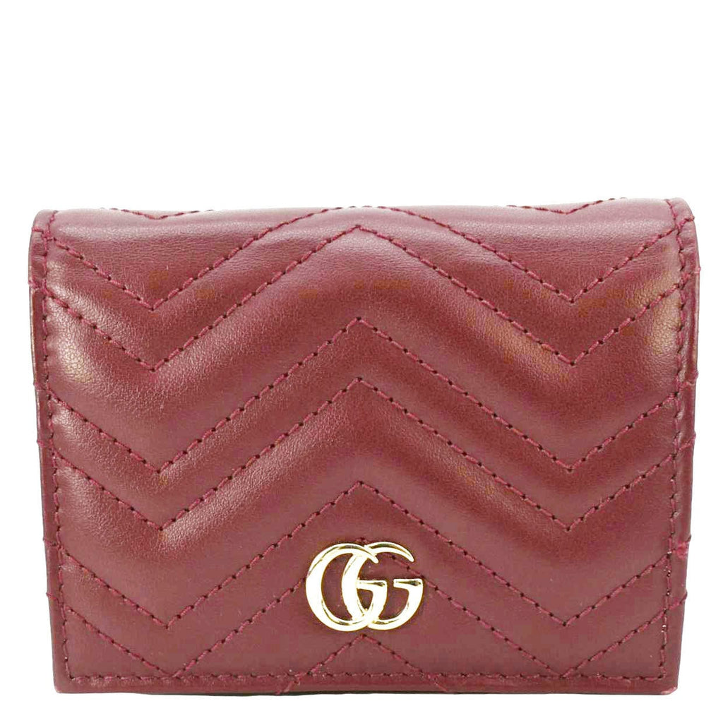 GUCCI Marmont GG Matelasse Leather  Case Wallet Red 466492