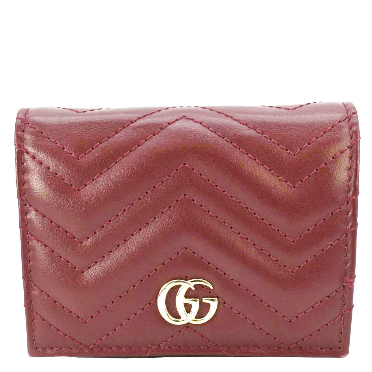 GUCCI Marmont GG Matelasse Leather  Case Wallet Red 466492