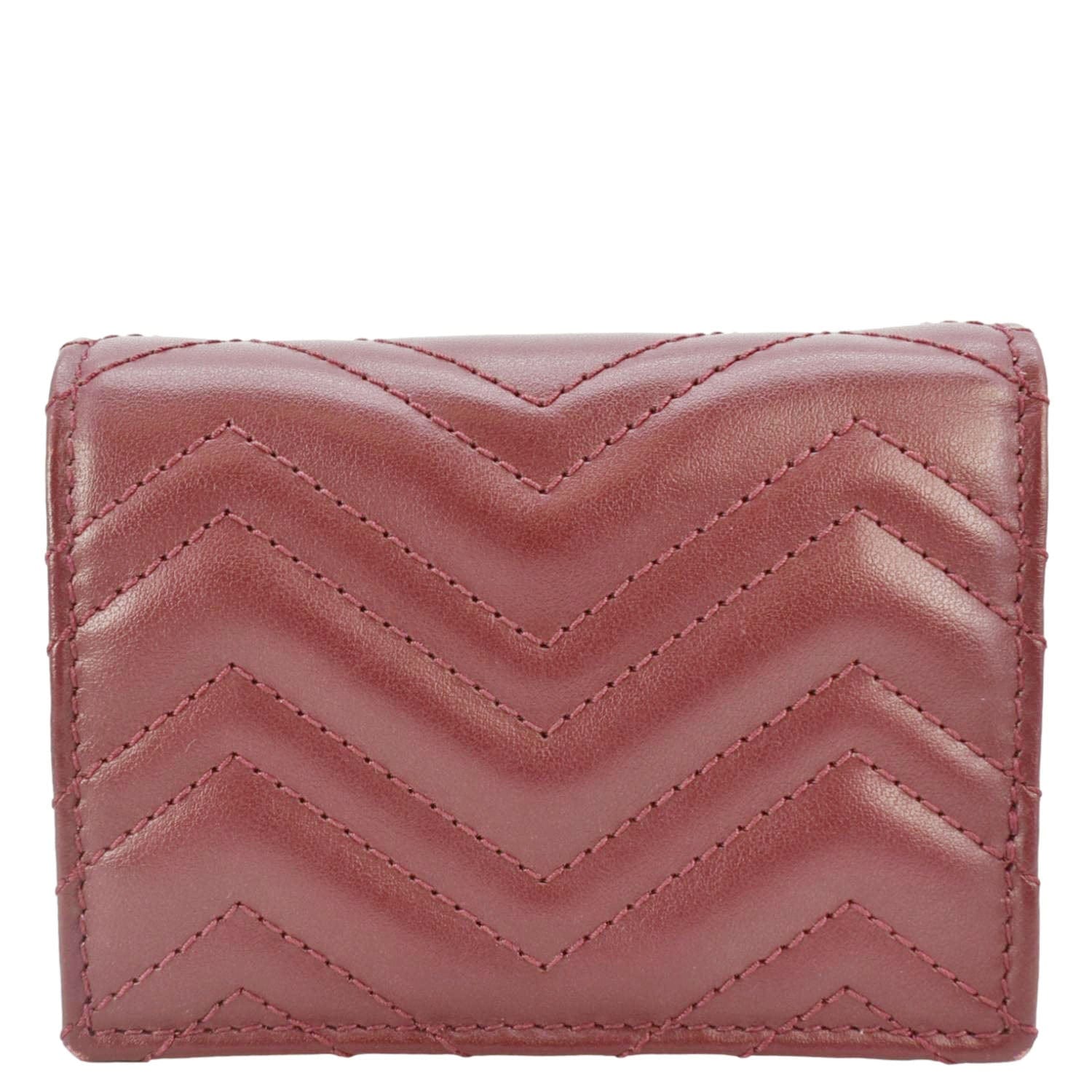 GUCCI Marmont GG Matelasse Leather  Case Wallet Red 466492