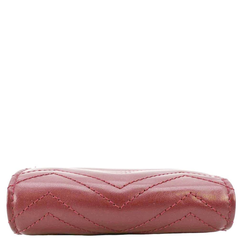 GUCCI Marmont GG Matelasse Leather  Case Wallet Red 466492