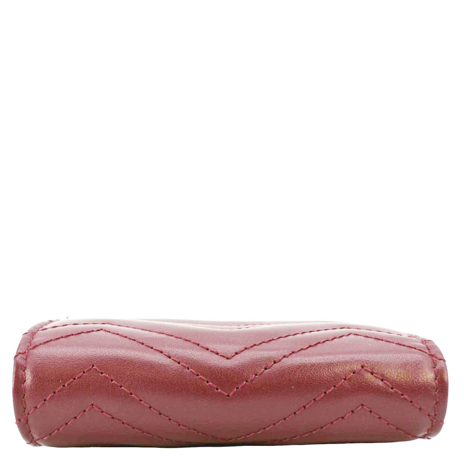 GUCCI Marmont GG Matelasse Leather  Case Wallet Red 466492