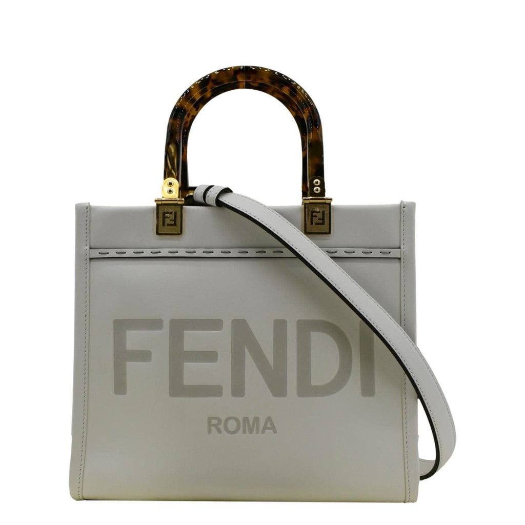 FENDI Sunshine Small Leather Crossbody Bag Off White