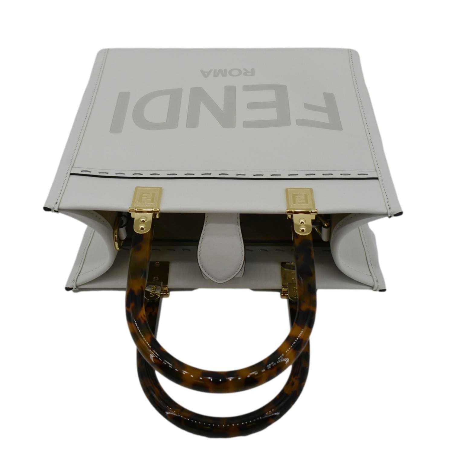 FENDI Sunshine Small Leather Crossbody Bag Off White