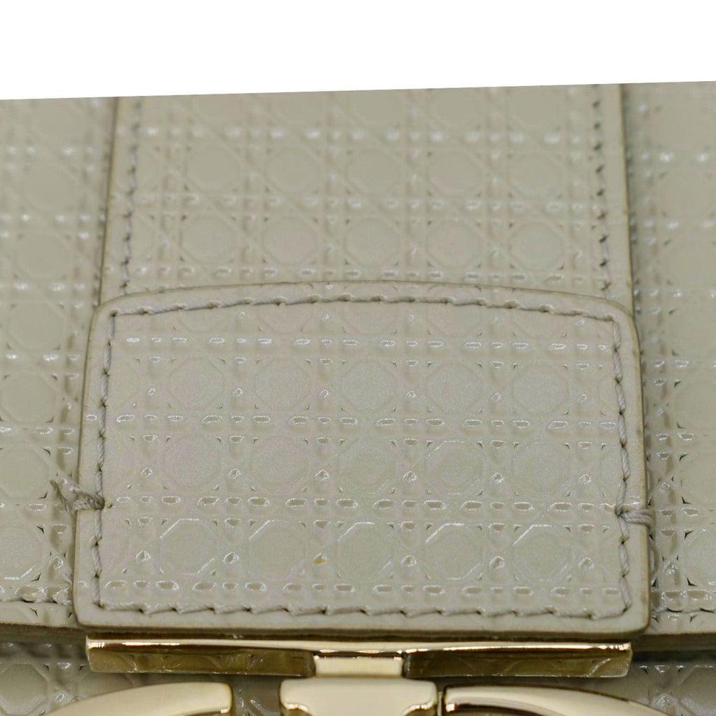 CHRISTIAN DIOR Micro Cannage 30 Montaigne Patent Leather Crossbody Bag Light Beige