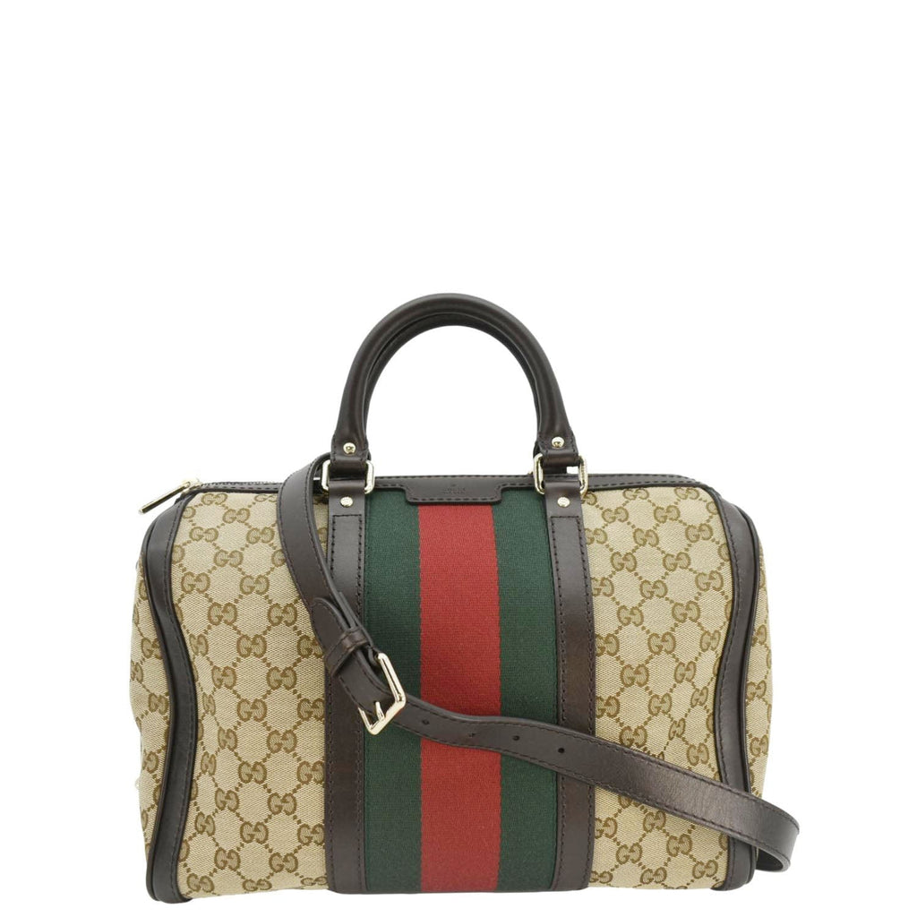 GUCCI Vintage Web Original GG Boston Bag Beige 247205