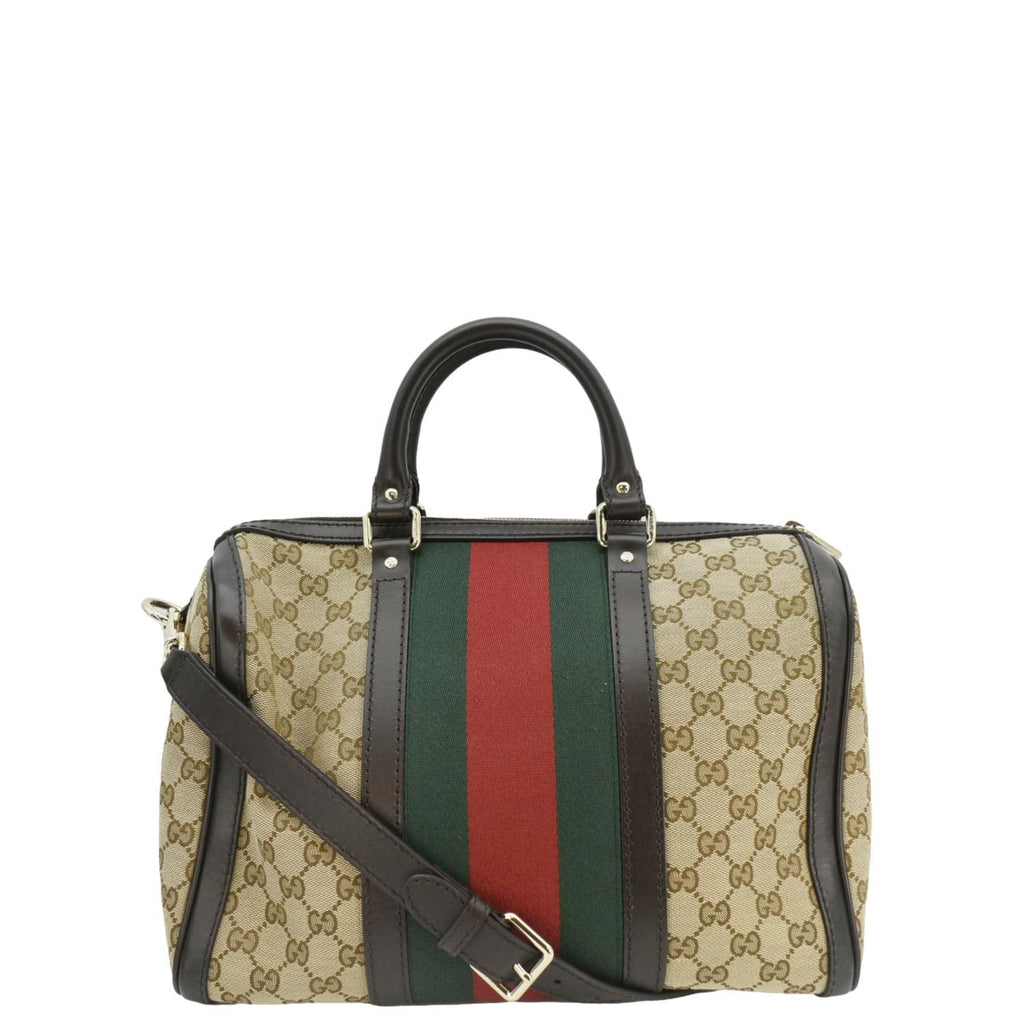 GUCCI Vintage Web Original GG Boston Bag Beige 247205