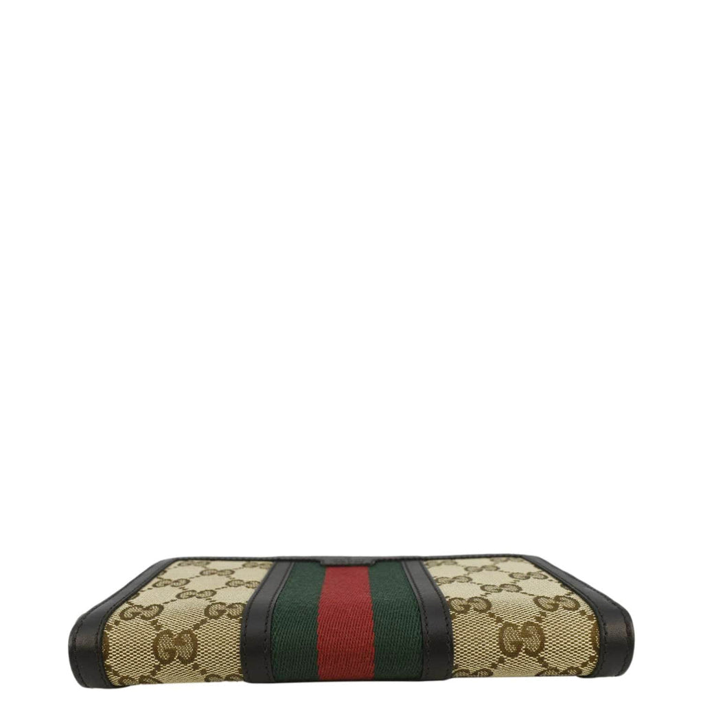 GUCCI Web Rania GG Canvas Zip Around Wallet Beige 353651