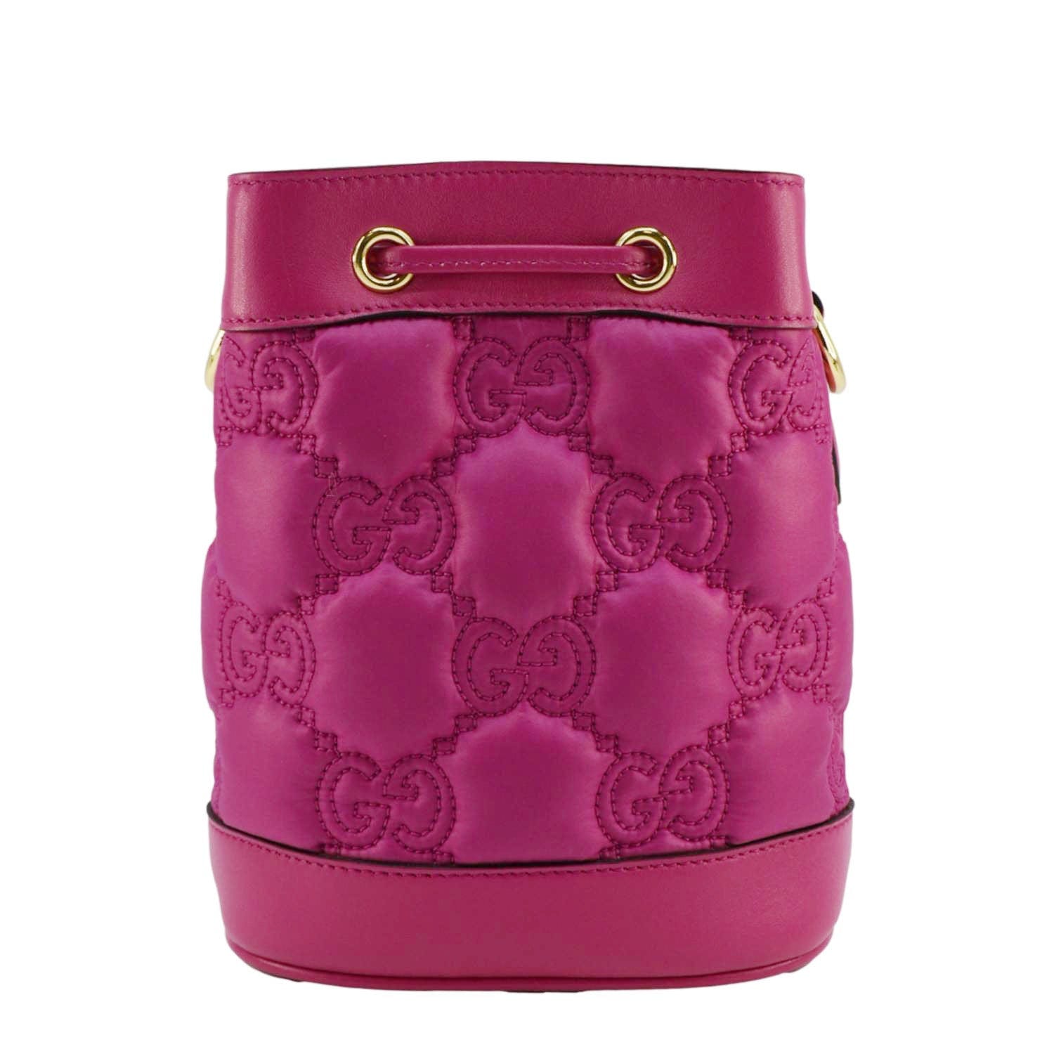 GUCCI GG Matelasse Nylon Bucket Crossbody Bag Pink 728231