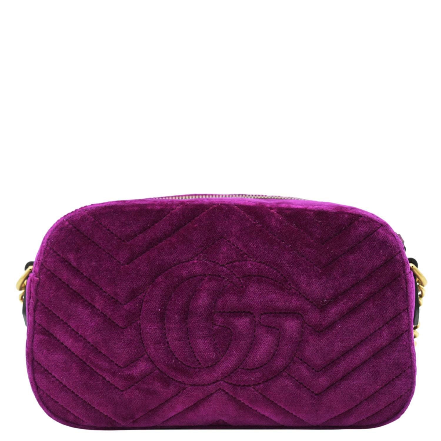 GUCCI GG Marmont Small Matelasse Velvet Chain Shoulder Bag Purple 447632