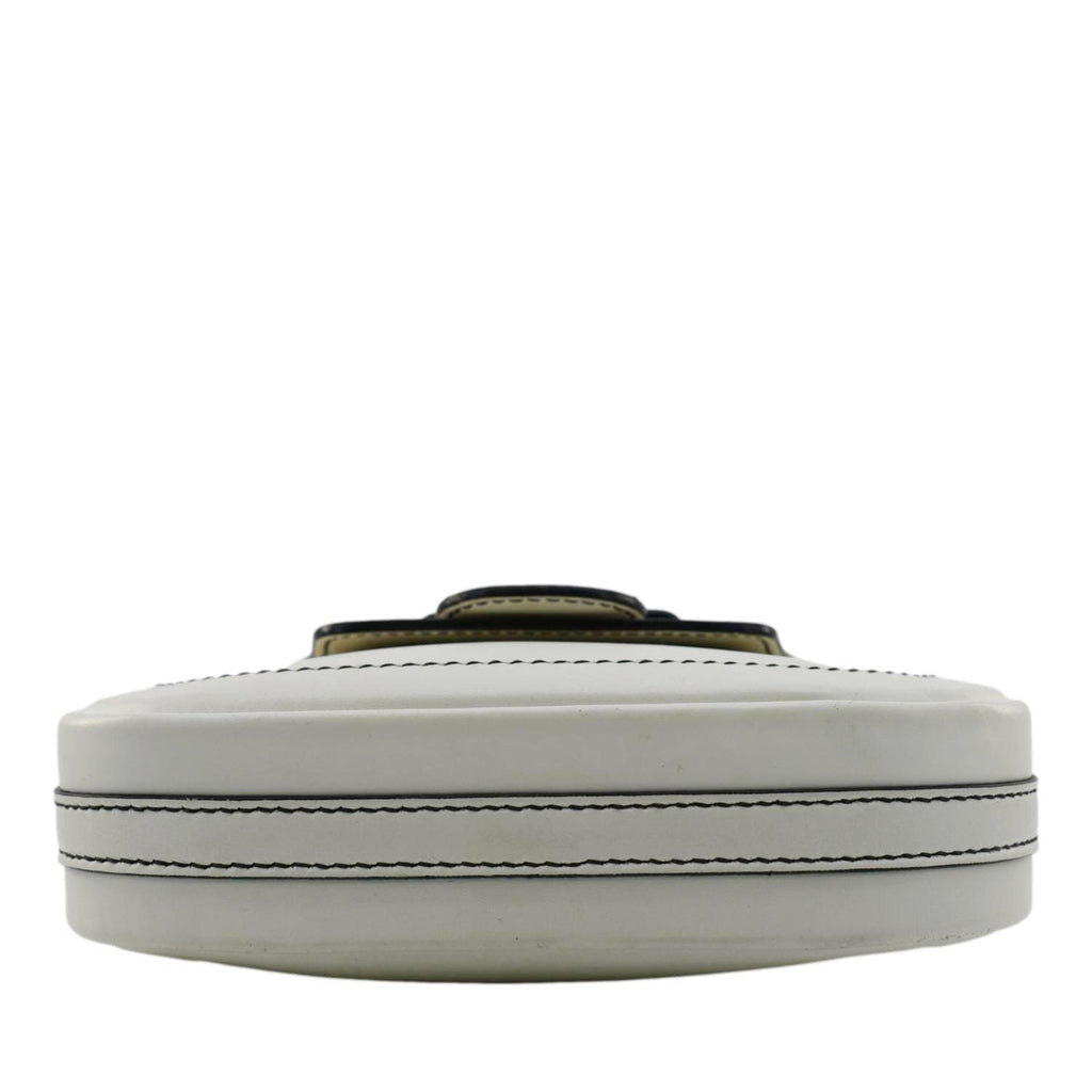 CHRISTIAN DIOR D Fence Calfskin Leather Saddle Bag White