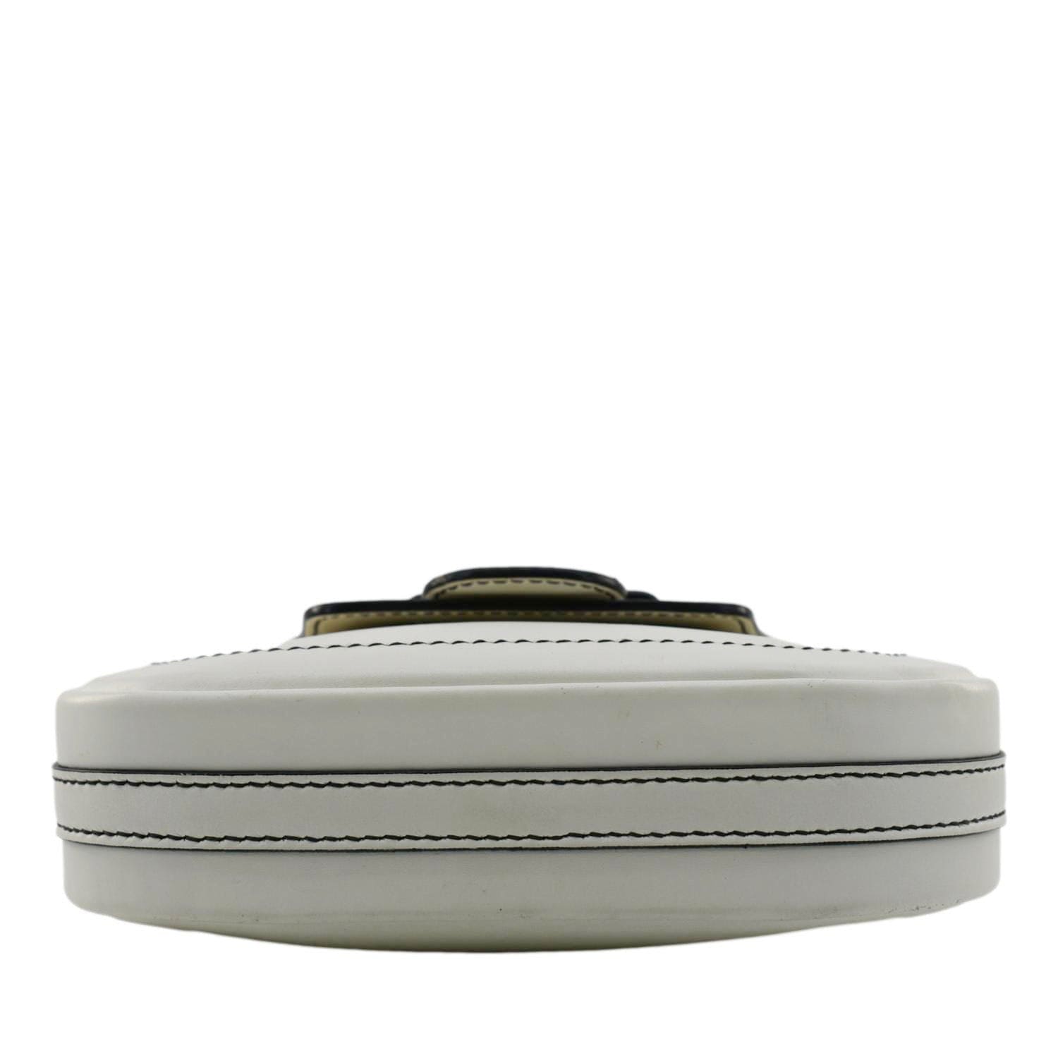 CHRISTIAN DIOR D Fence Calfskin Leather Saddle Bag White