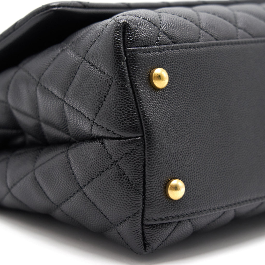 CHANEL CAVIER MEDIUM COCO HANDLE FLAP BAG BLACK