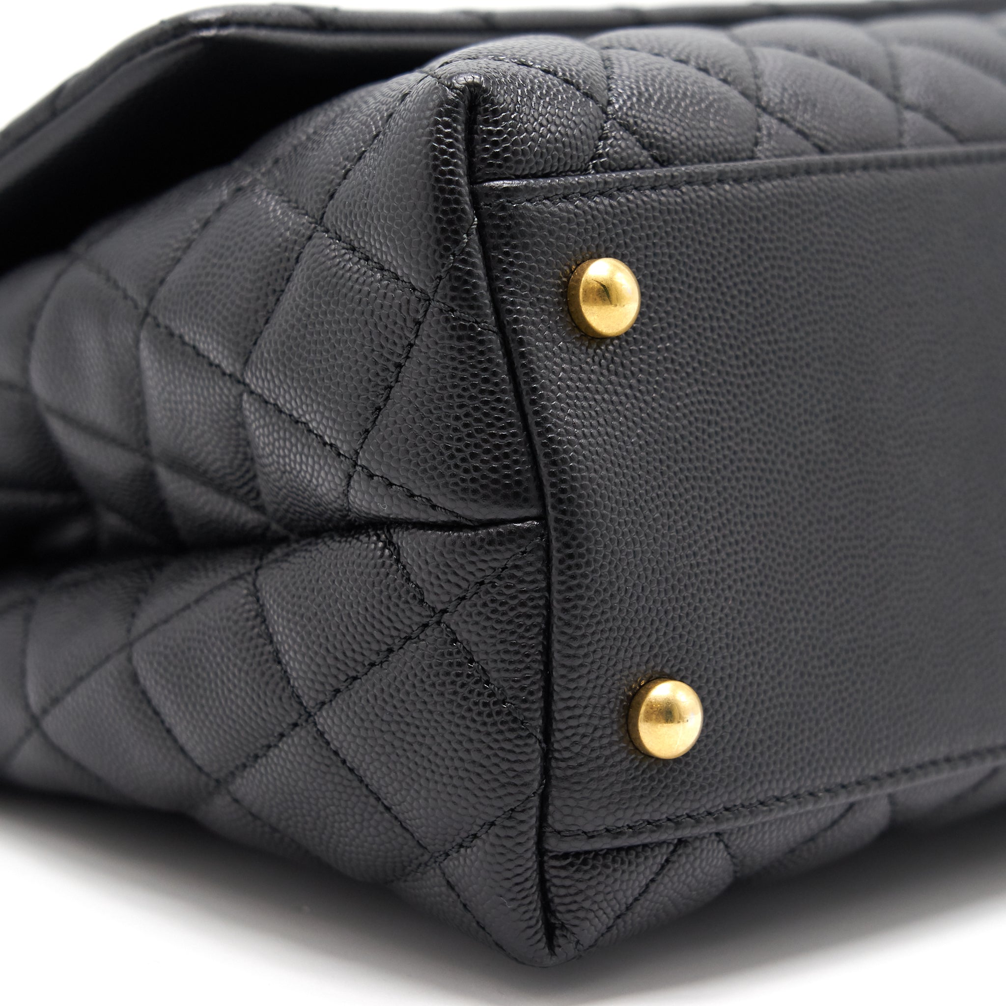 CHANEL CAVIER MEDIUM COCO HANDLE FLAP BAG BLACK