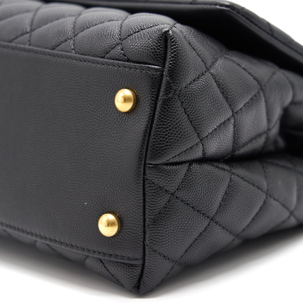 CHANEL CAVIER MEDIUM COCO HANDLE FLAP BAG BLACK