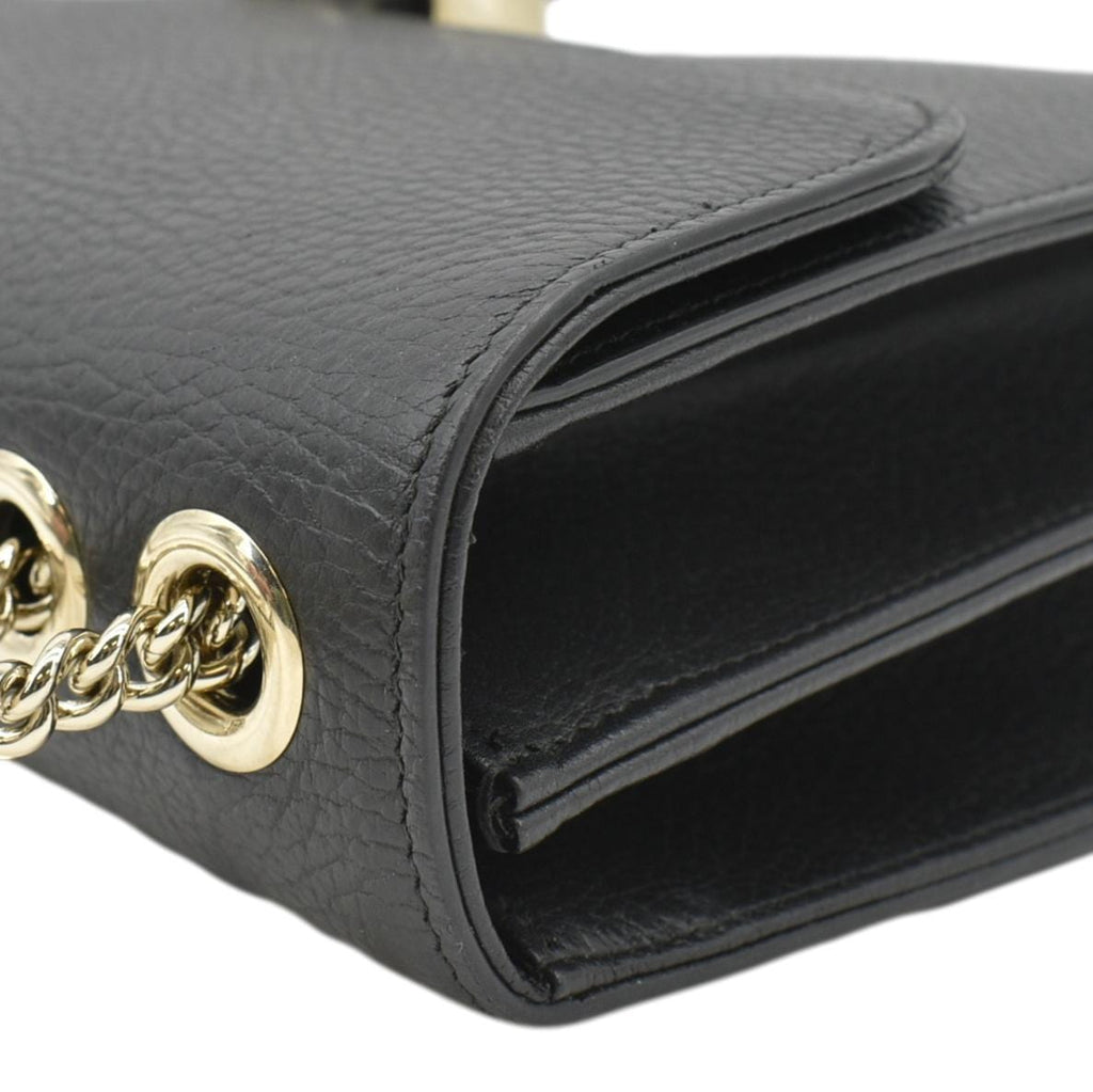 GUCCI Interlocking GG Leather Crossbody Bag Black 510303