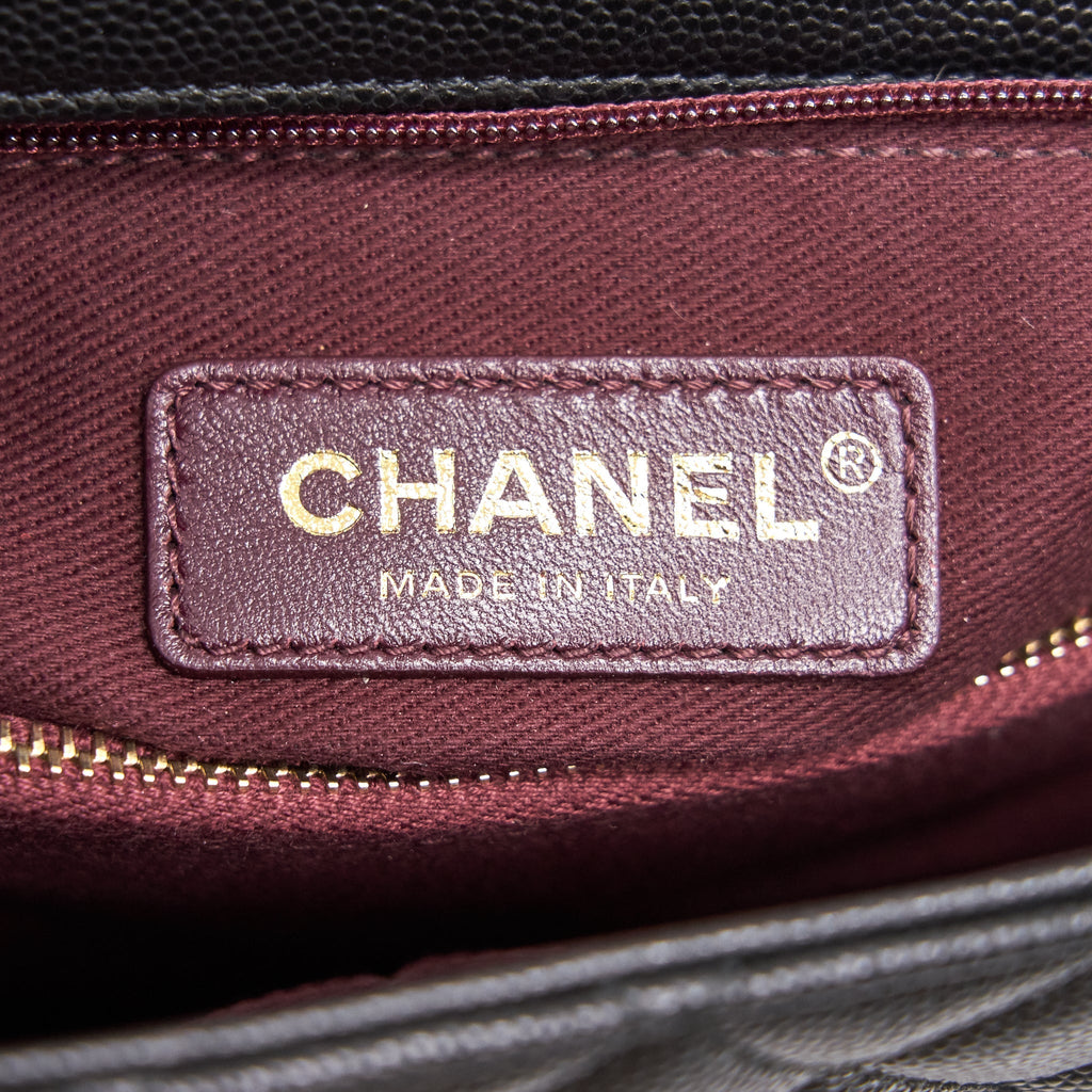 CHANEL CAVIER MEDIUM COCO HANDLE FLAP BAG BLACK
