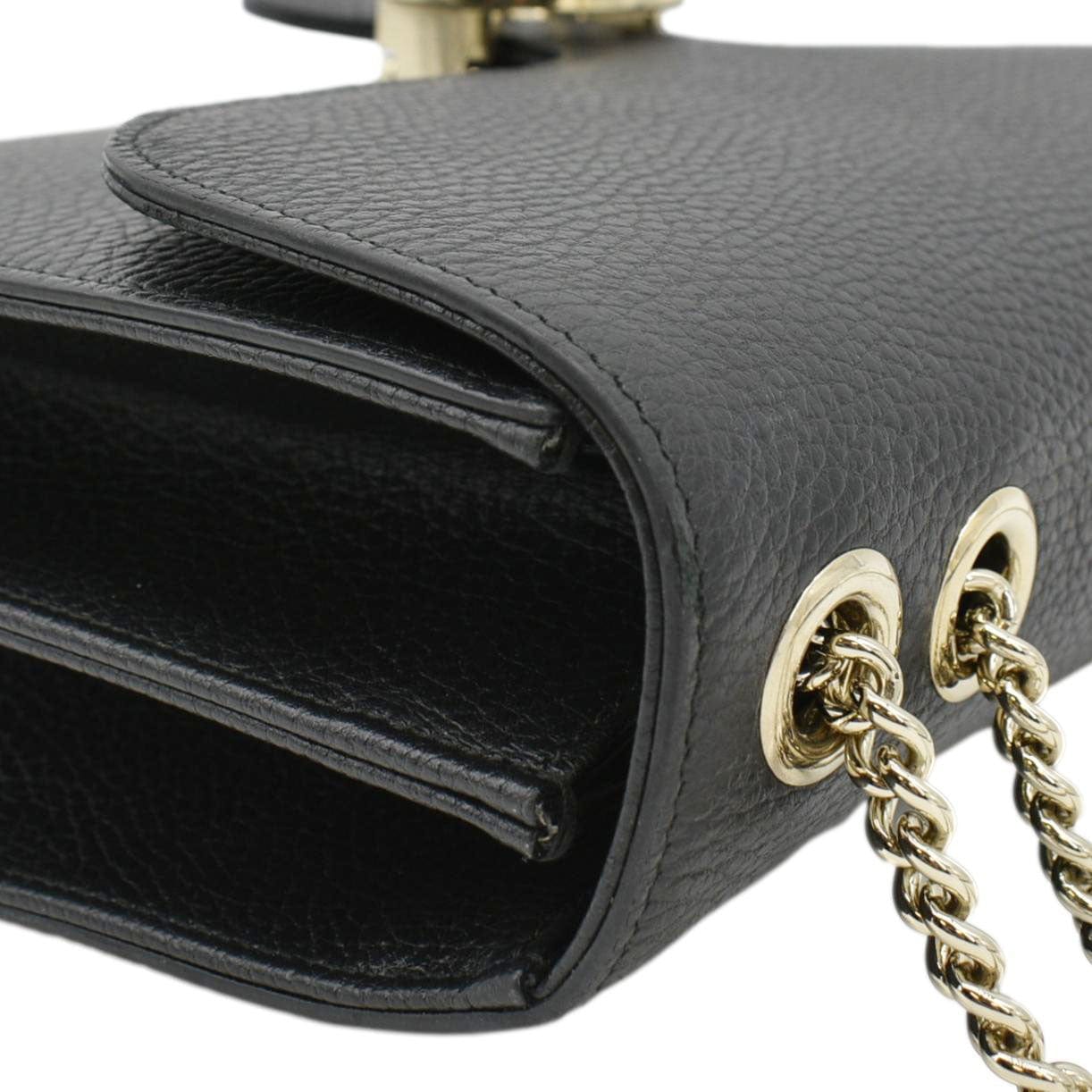 GUCCI Interlocking GG Leather Crossbody Bag Black 510303