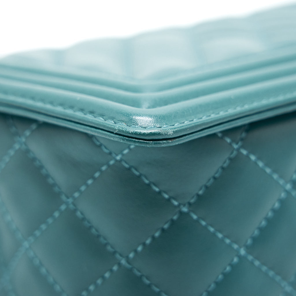 CHANEL LE BOY CHEVRON CALFSKIN PEACOCK GREEN