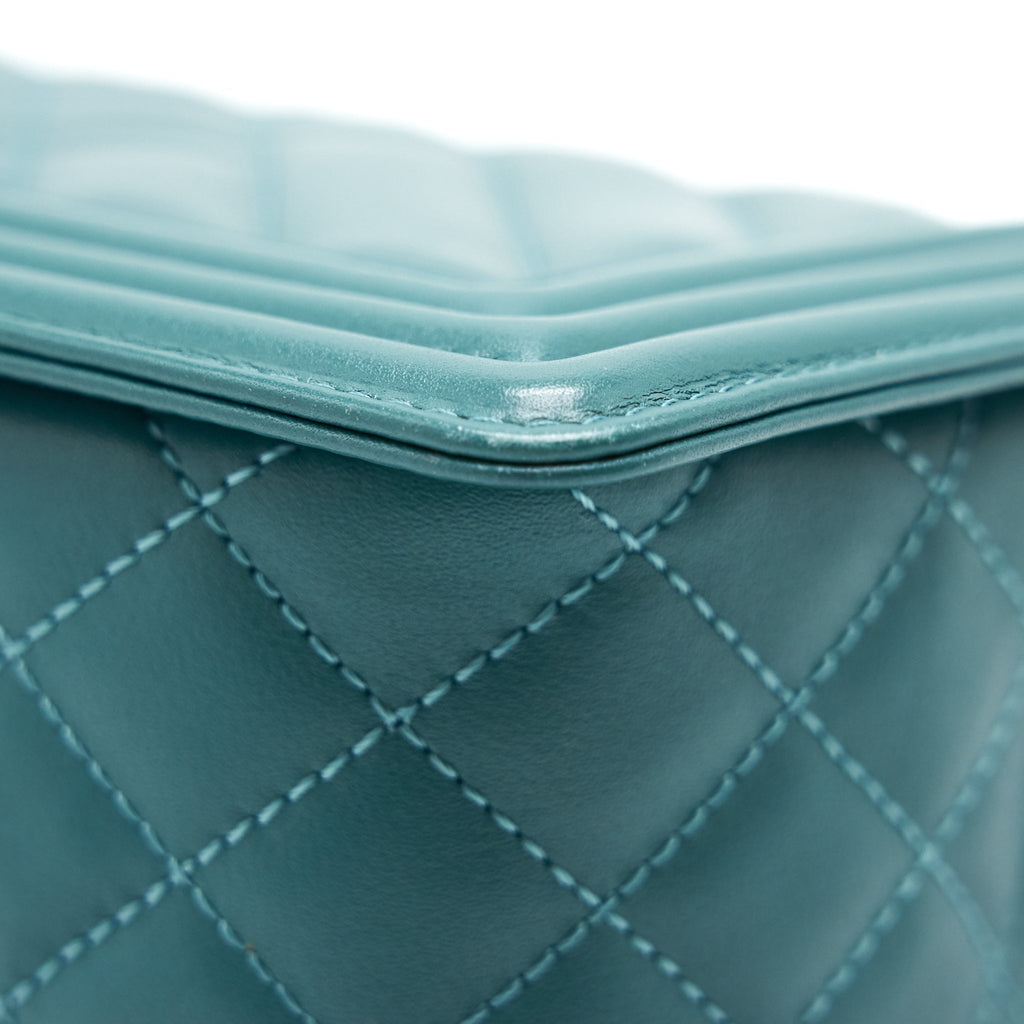 CHANEL LE BOY CHEVRON CALFSKIN PEACOCK GREEN