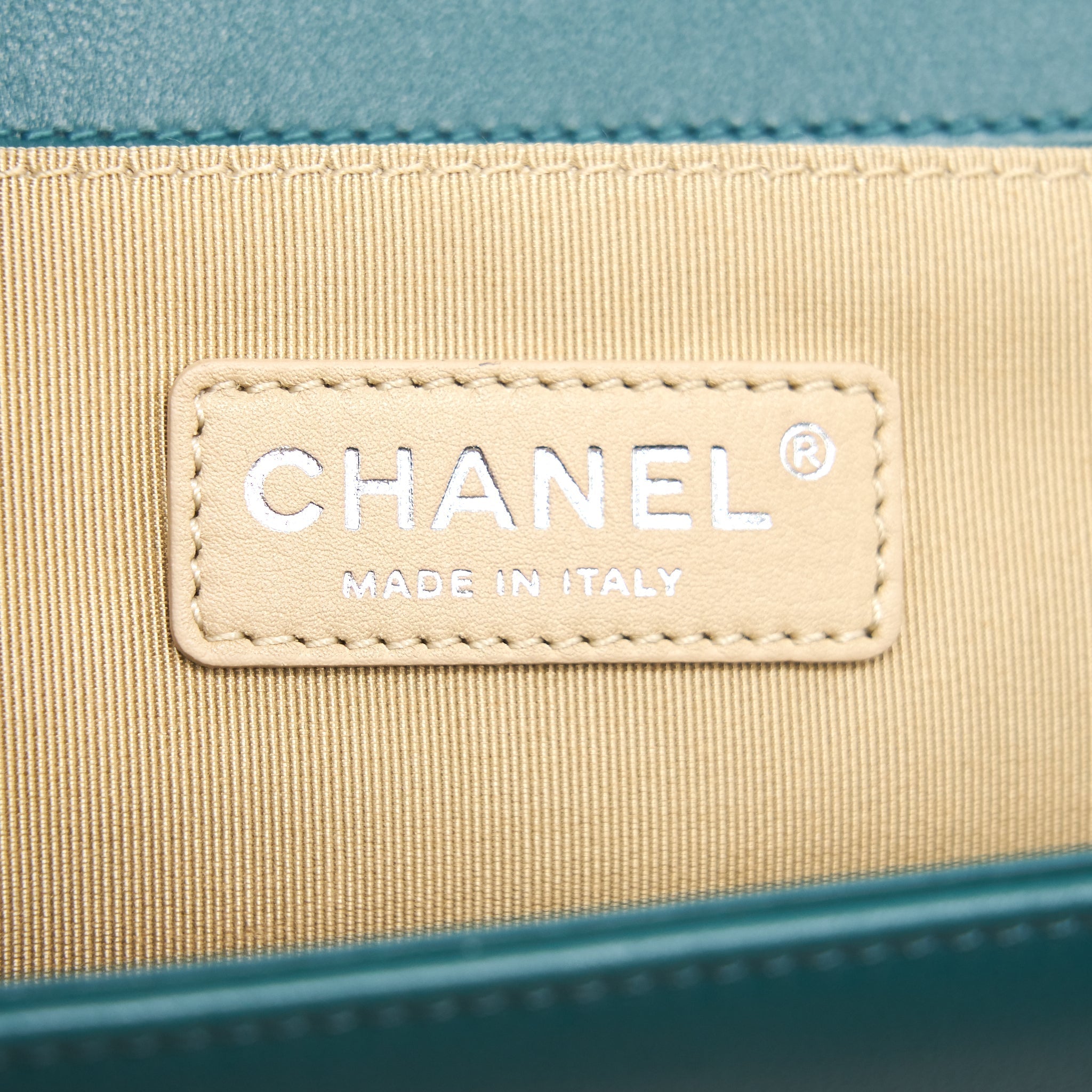 CHANEL LE BOY CHEVRON CALFSKIN PEACOCK GREEN