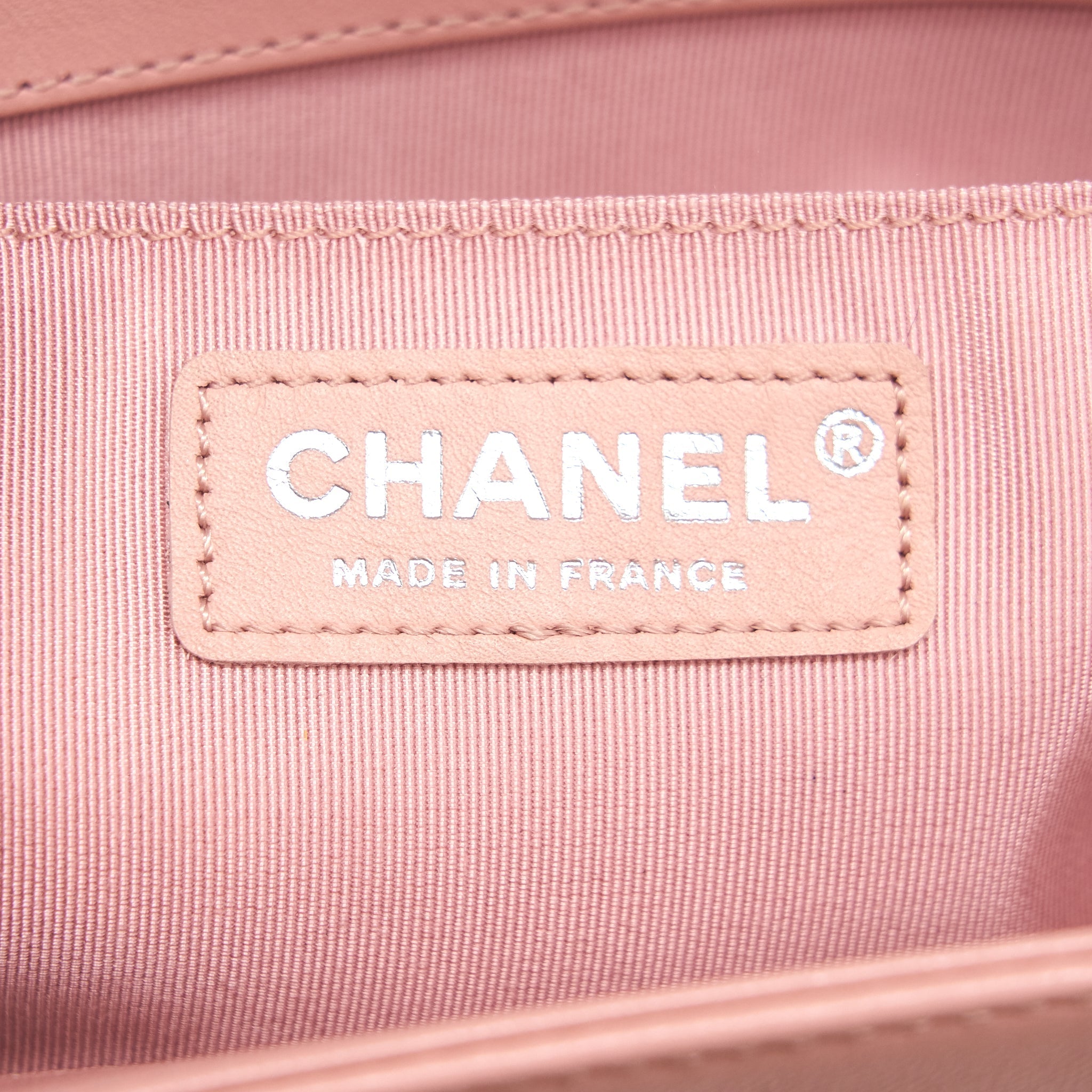 CHANEL BOY CHANEL HANDBAG LAMBSKIN PALE PINK