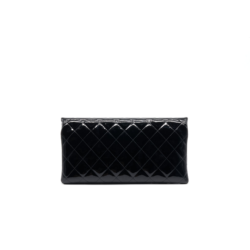 Chanel Patent Leather Fold Over Clutch Black