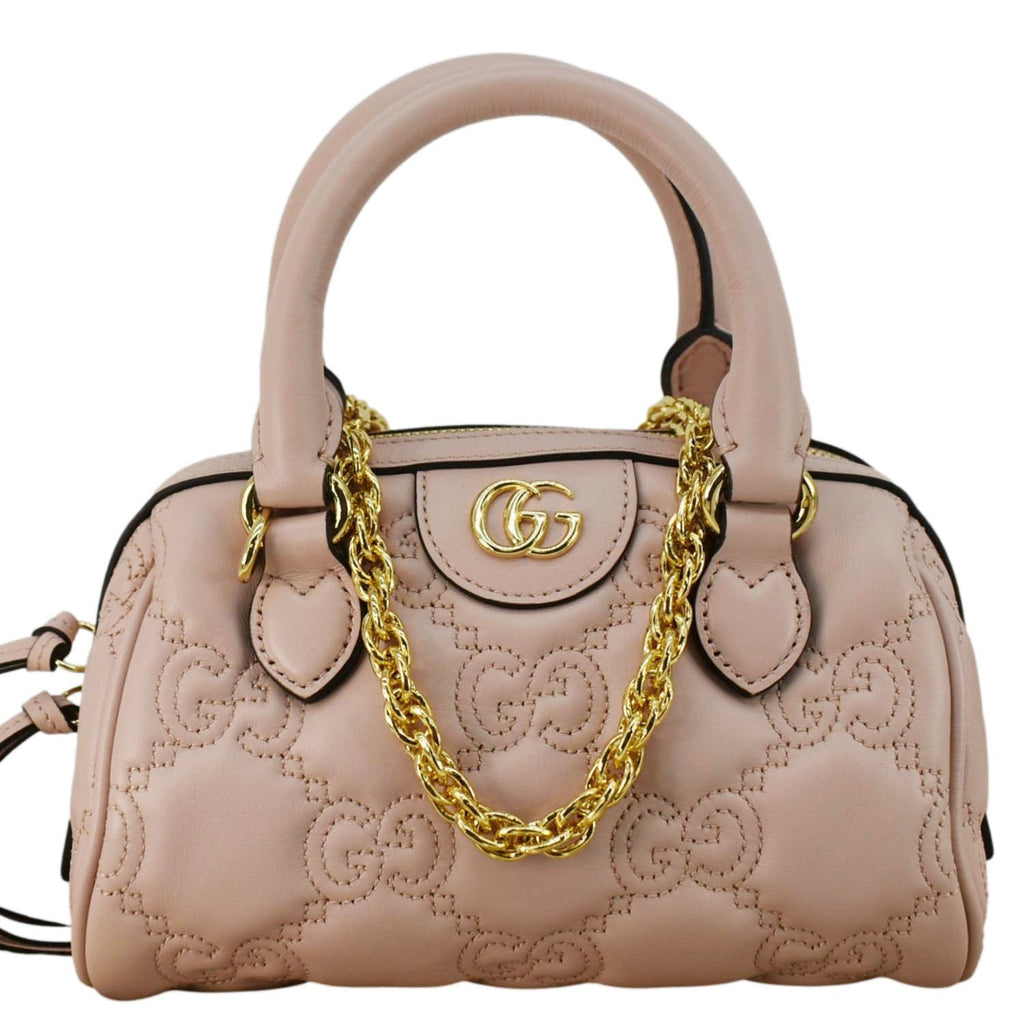 GUCCI Mini Matelasse Calfskin Leather Bowler Bag Pink 702251
