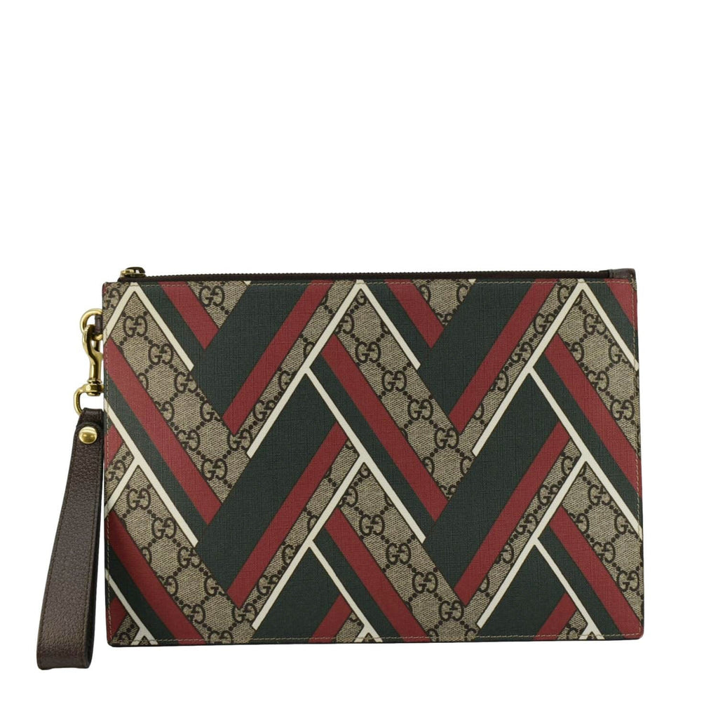 GUCCI Zipped Medium GG Printed Canvas Pouch Beige 429225