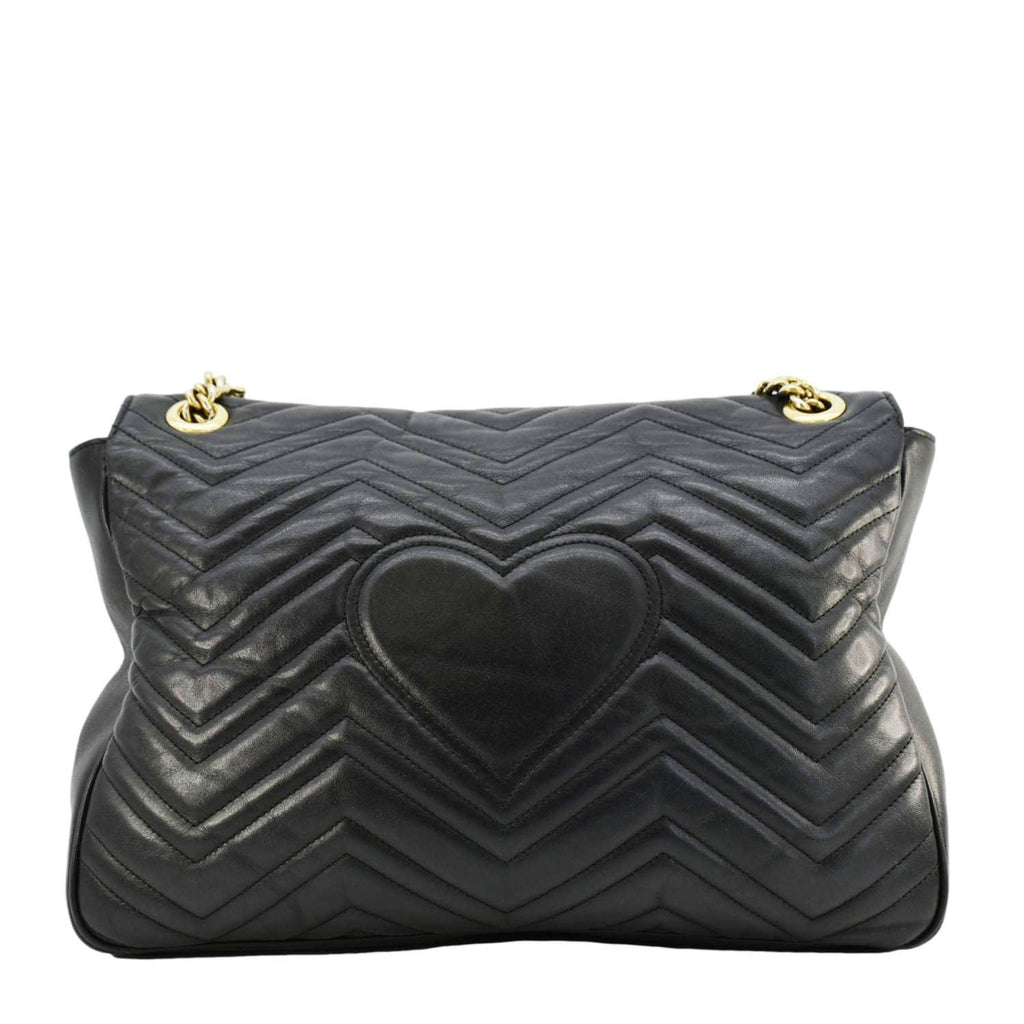 GUCCI GG Marmont Large Matelasse Leather Shoulder Bag Black 498090