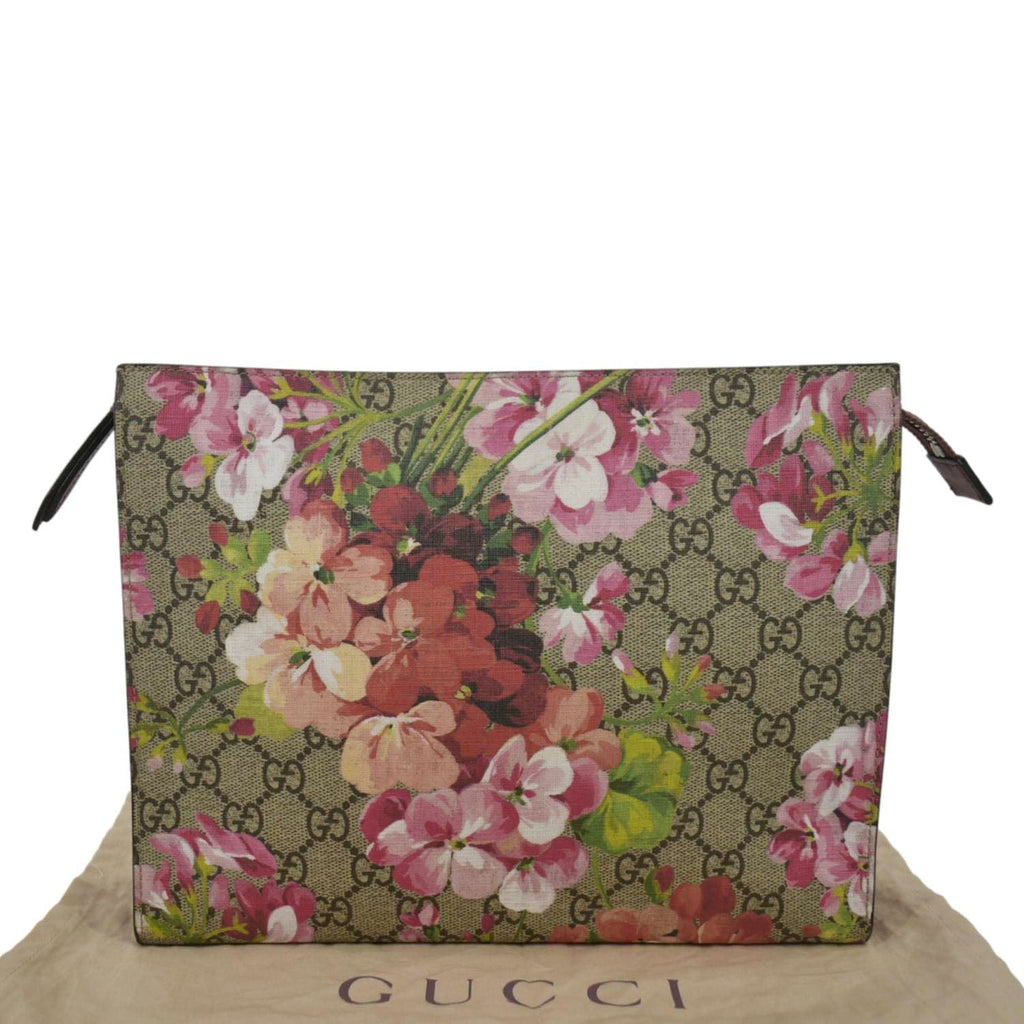GUCCI GG Supreme Monogram Blooms Large Cosmetic Case Dry Rose 430268