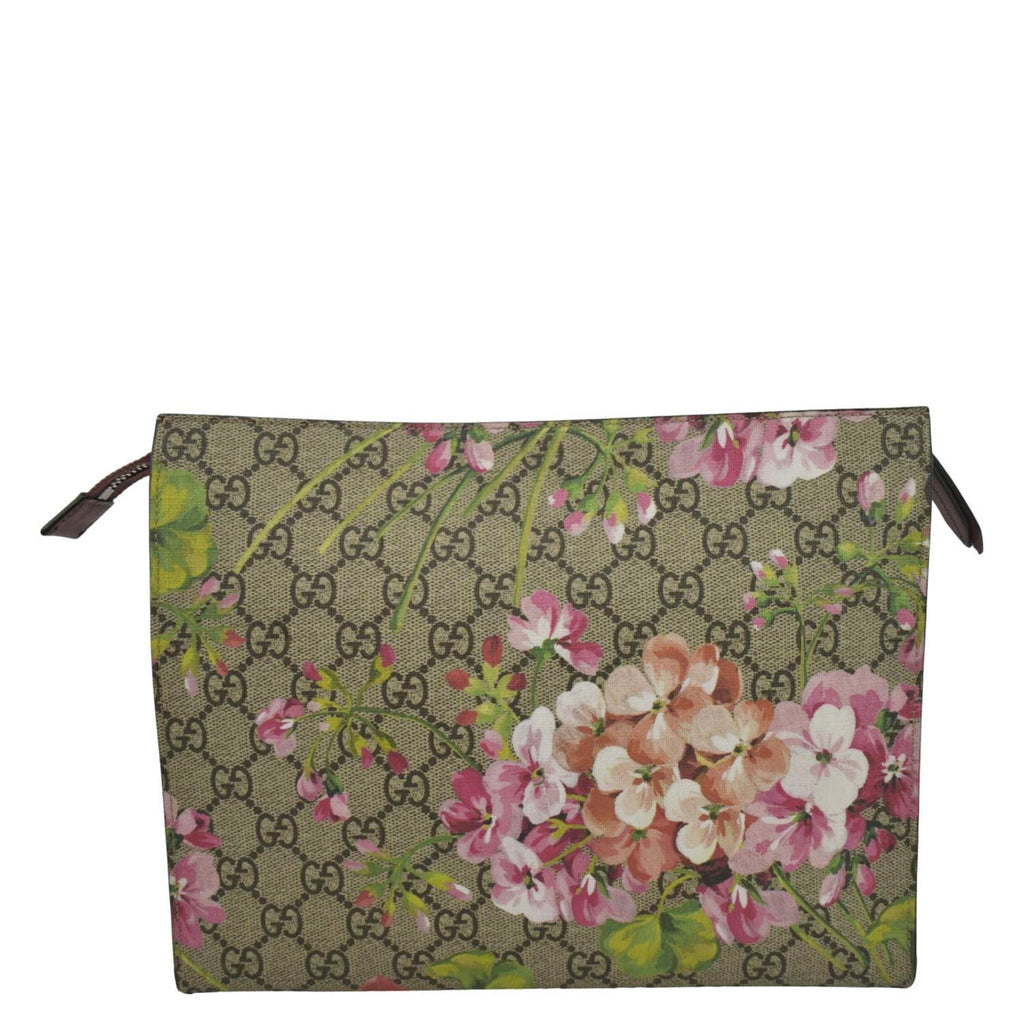 GUCCI GG Supreme Monogram Blooms Large Cosmetic Case Dry Rose 430268