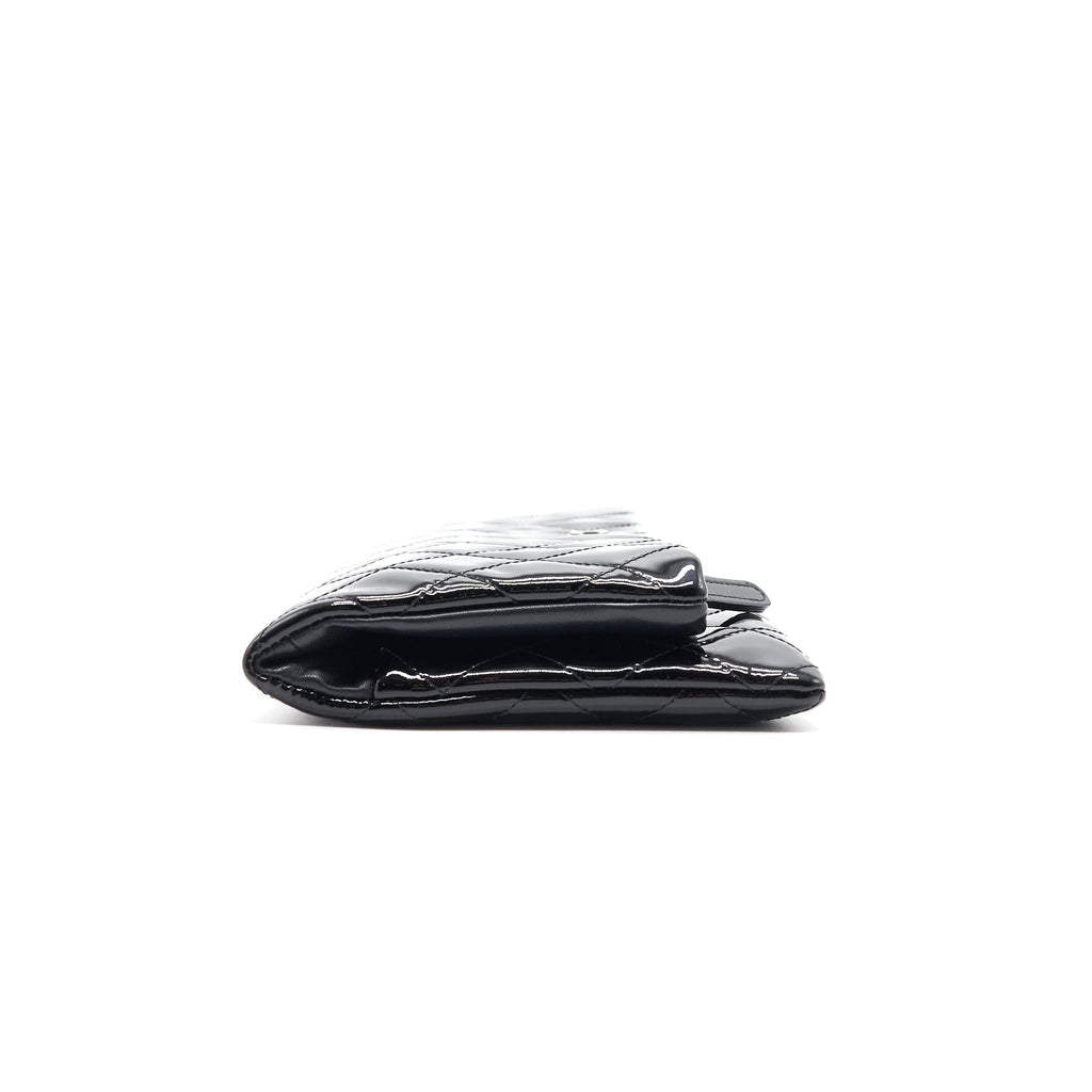 Chanel Patent Leather Fold Over Clutch Black
