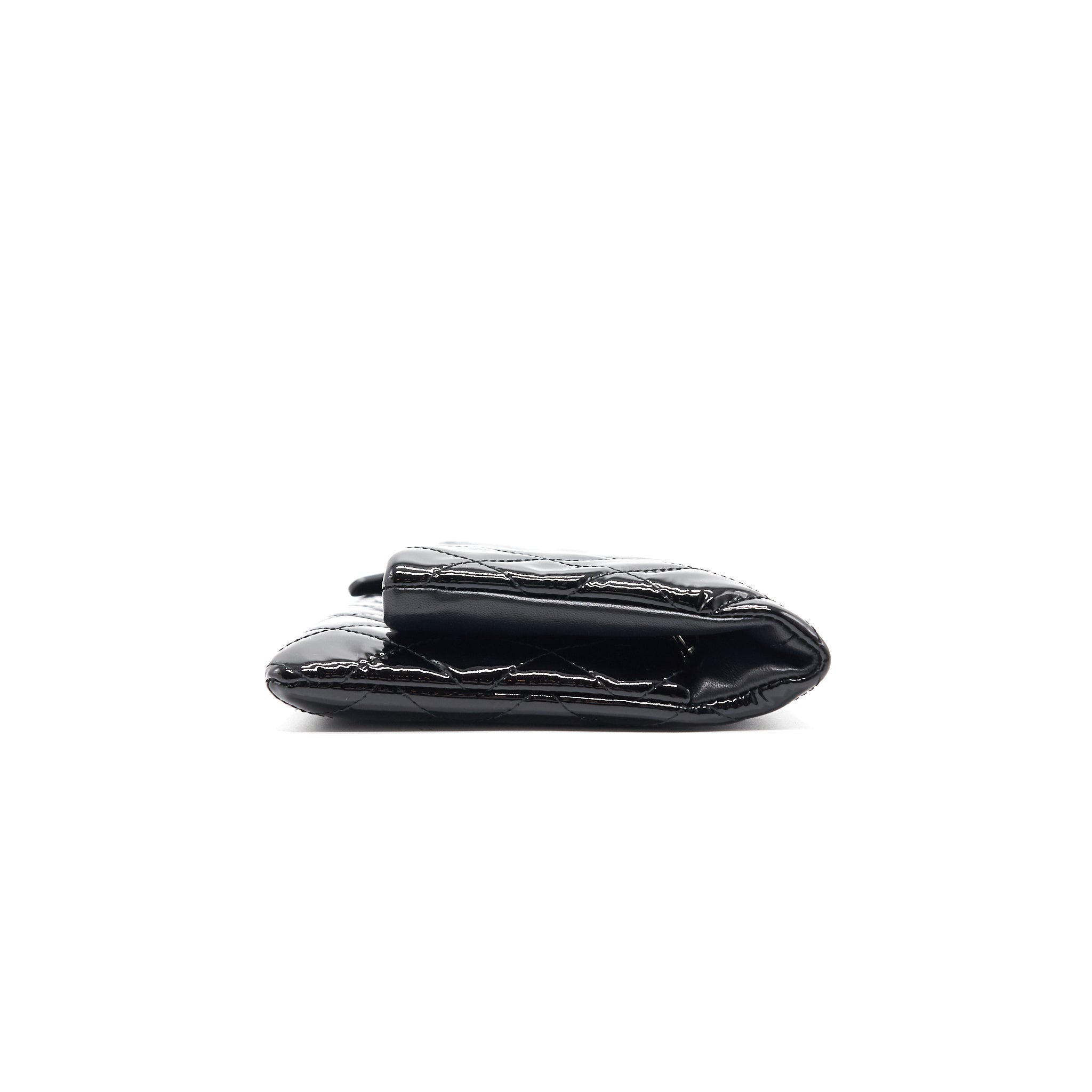 Chanel Patent Leather Fold Over Clutch Black