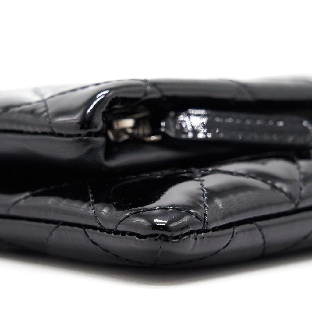 Chanel Patent Leather Fold Over Clutch Black