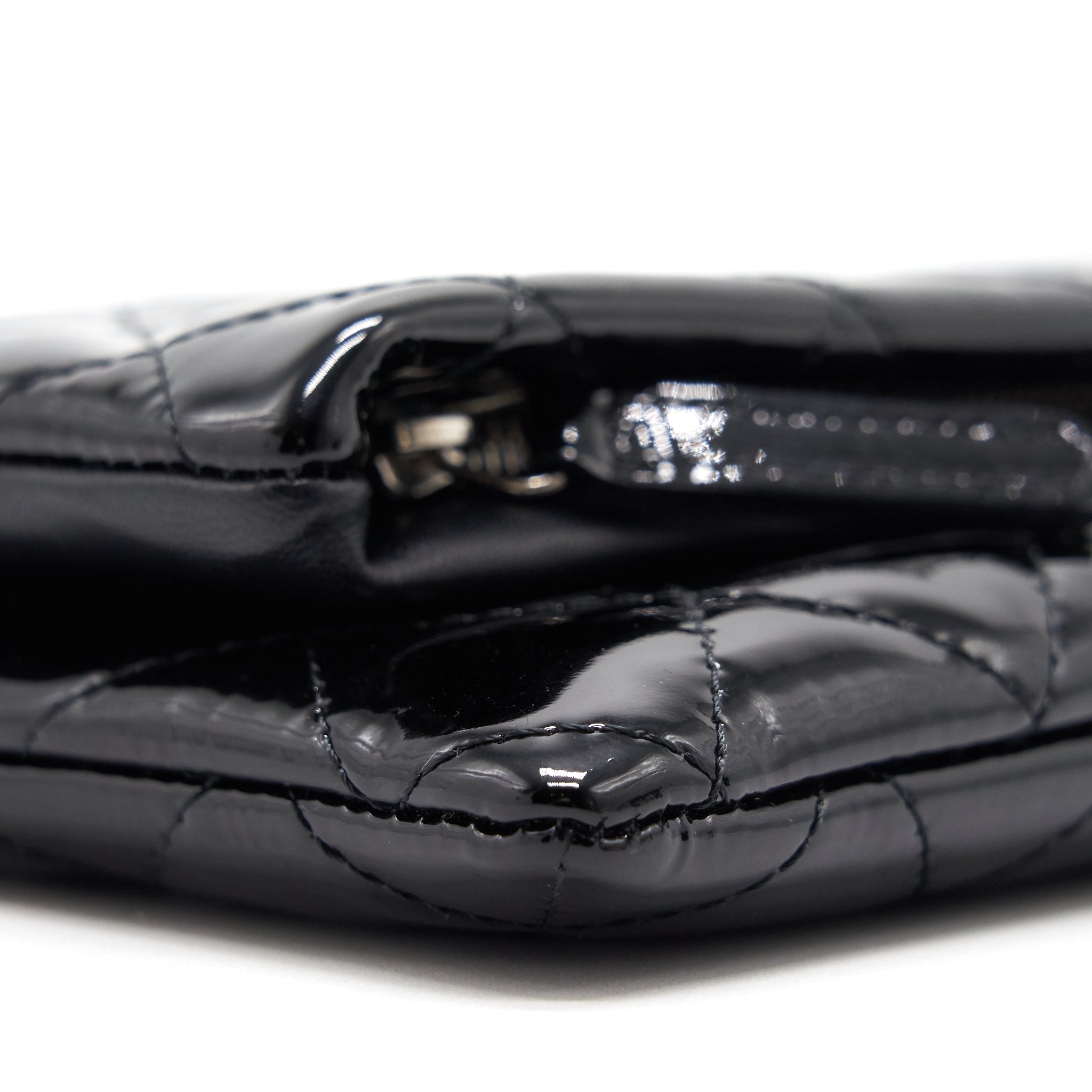 Chanel Patent Leather Fold Over Clutch Black