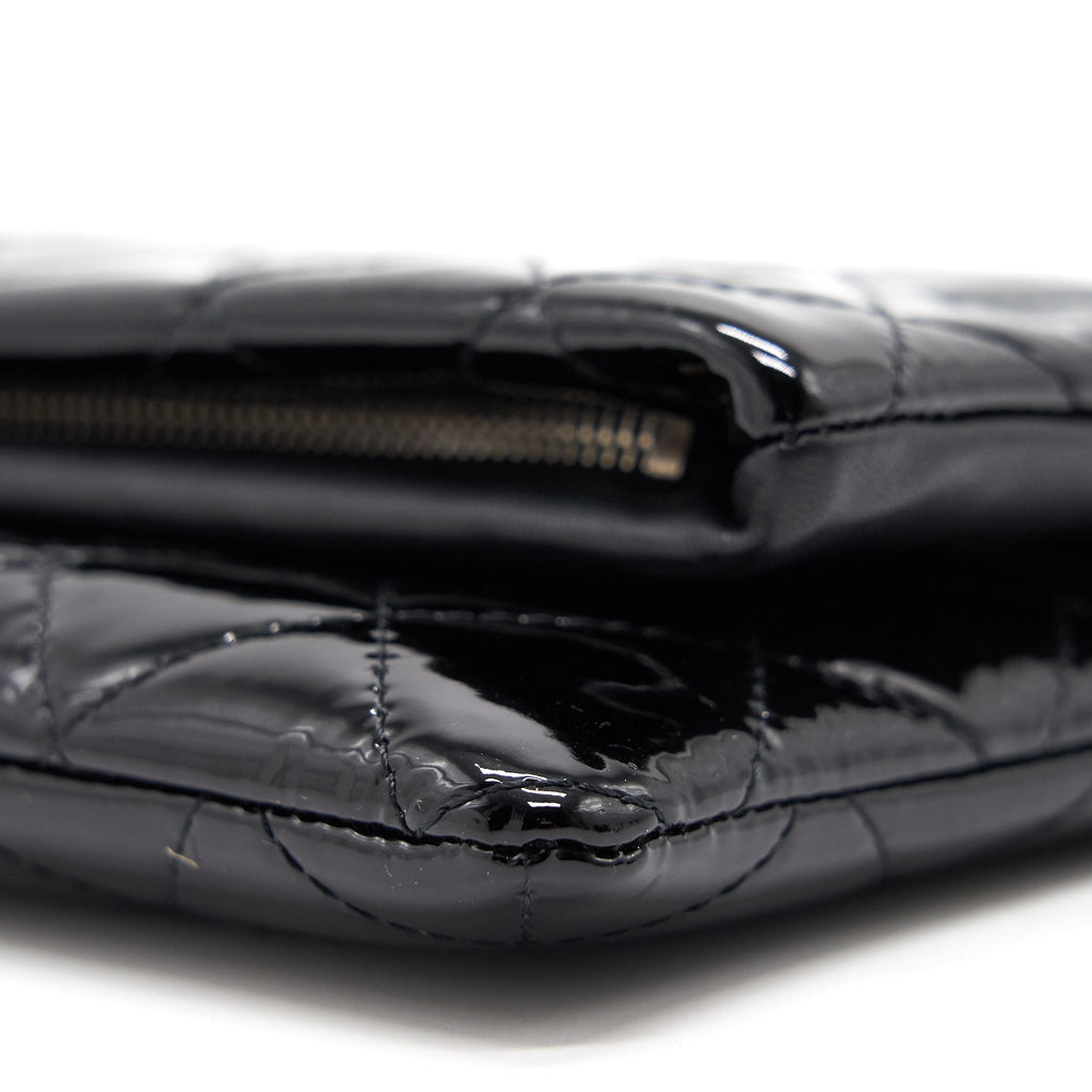 Chanel Patent Leather Fold Over Clutch Black
