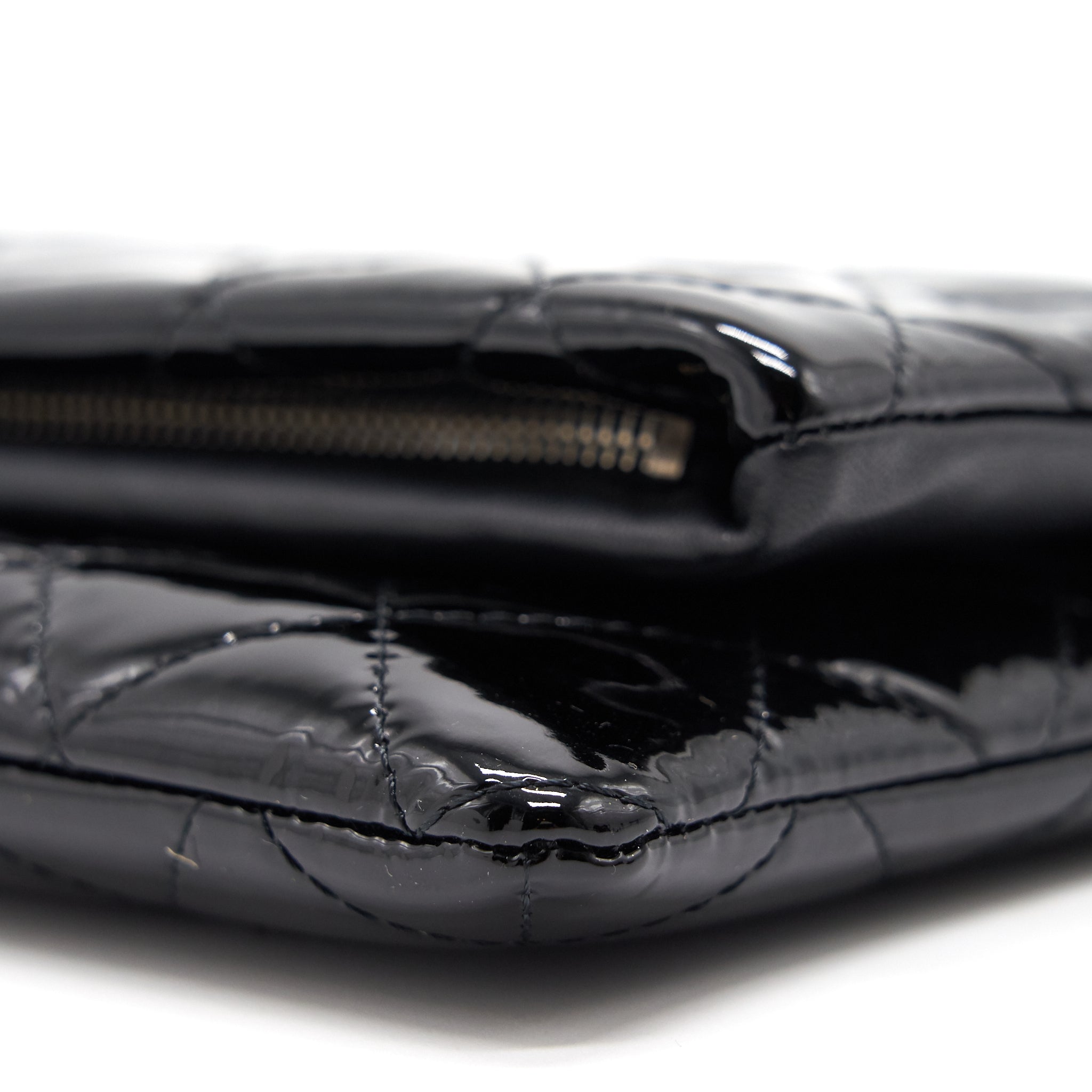 Chanel Patent Leather Fold Over Clutch Black