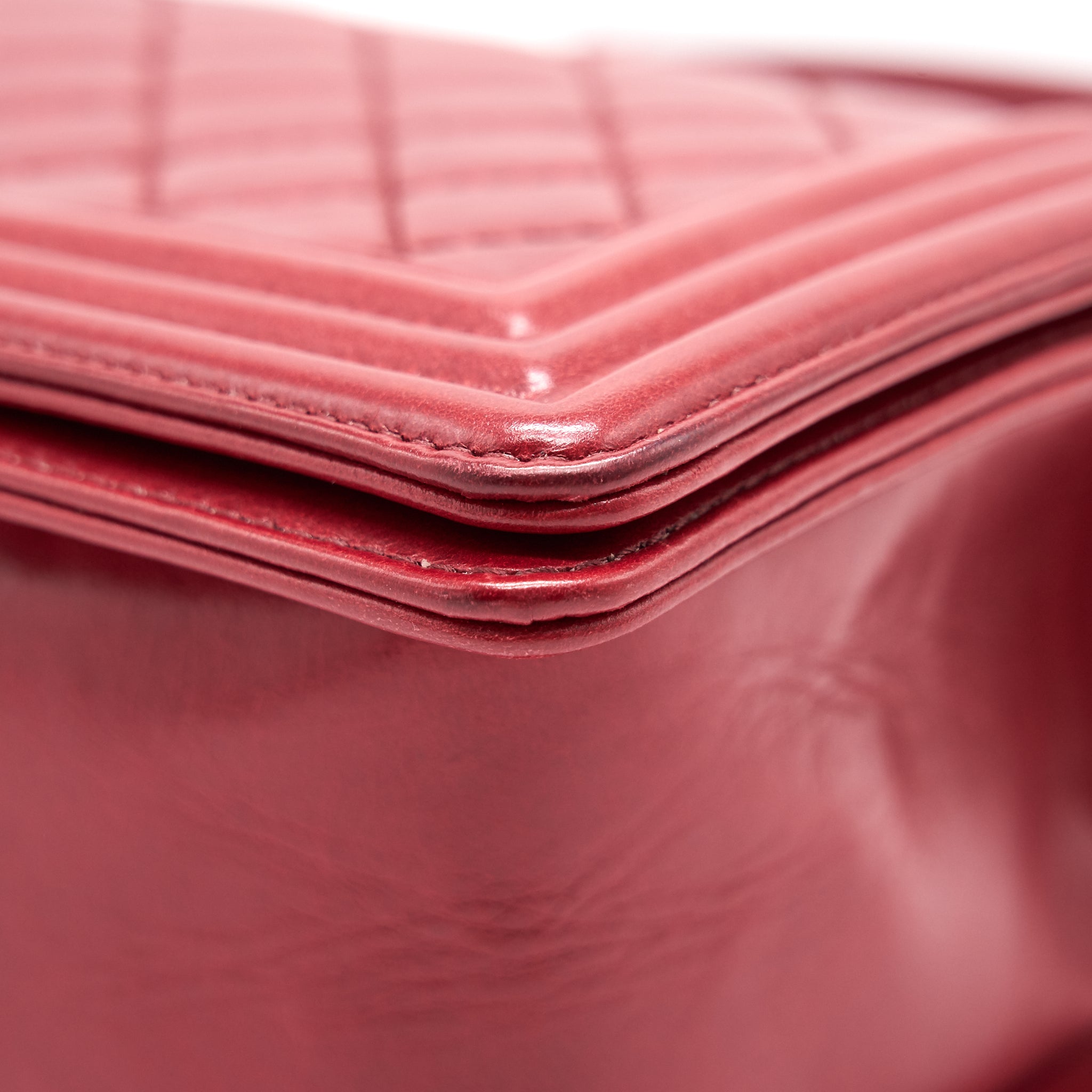 CHANEL Glazed Calfskin Medium LeBoy In Red Gold Hardware