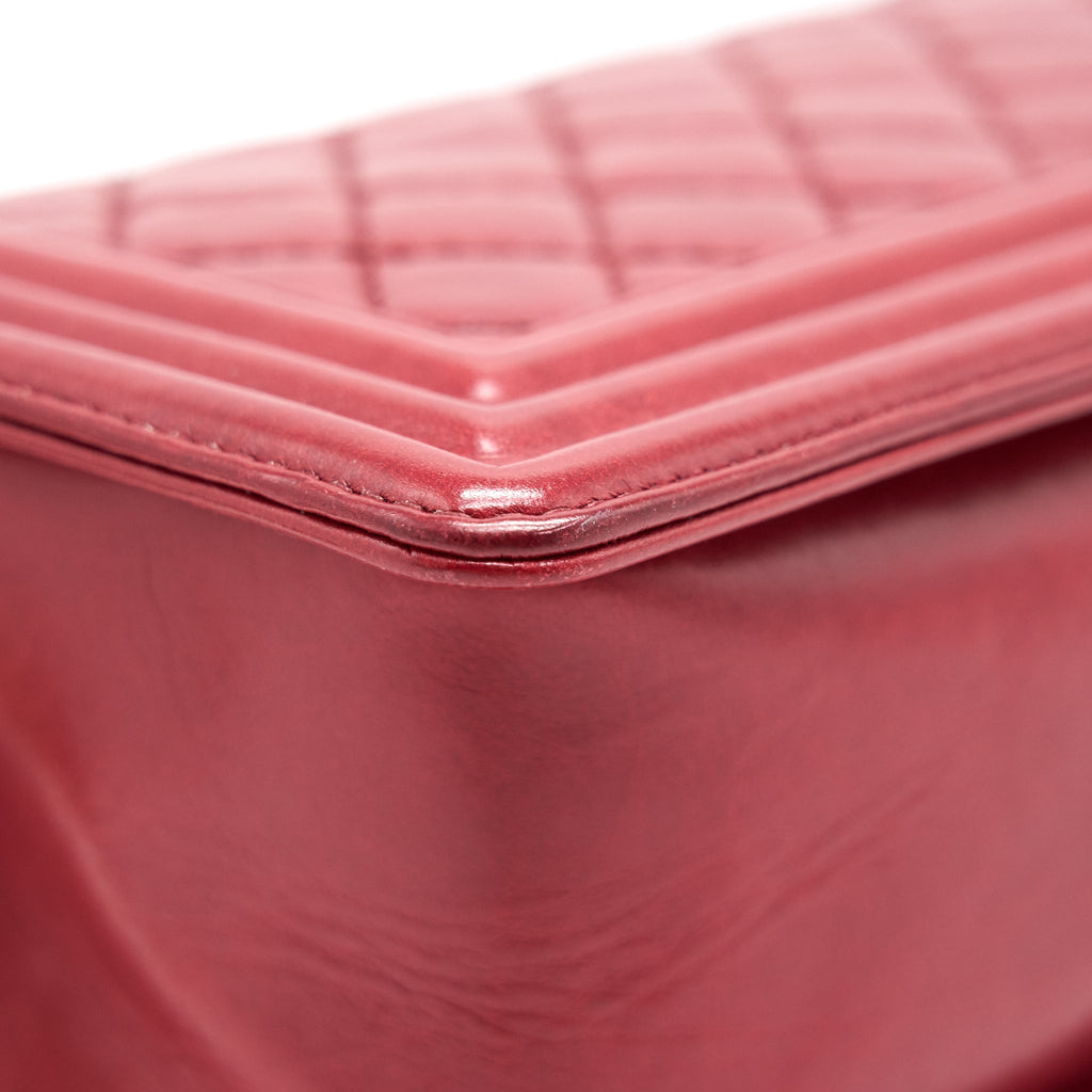 CHANEL Glazed Calfskin Medium LeBoy In Red Gold Hardware