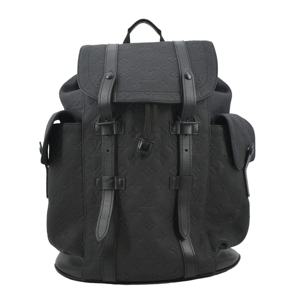 LOUIS VUITTON Christopher PM Monogram Taurillon Leather Backpack Bag Black