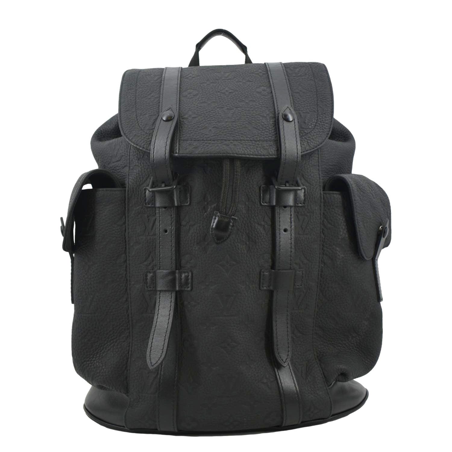LOUIS VUITTON Christopher PM Monogram Taurillon Leather Backpack Bag Black