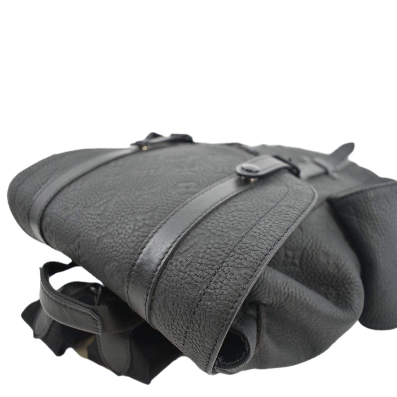 LOUIS VUITTON Christopher PM Monogram Taurillon Leather Backpack Bag Black