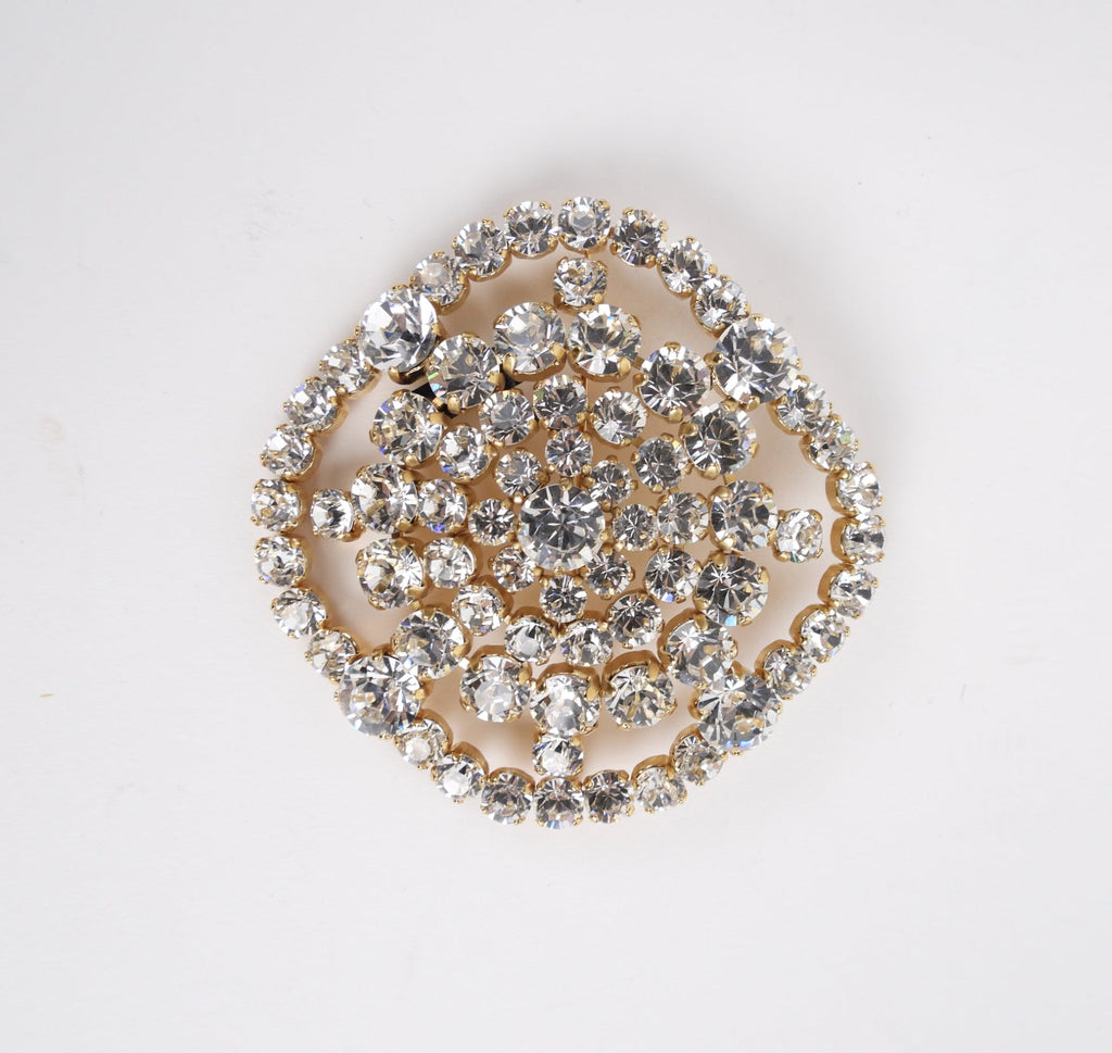Yves Saint Laurent Vintage Large Clear Rhinestone Brooch